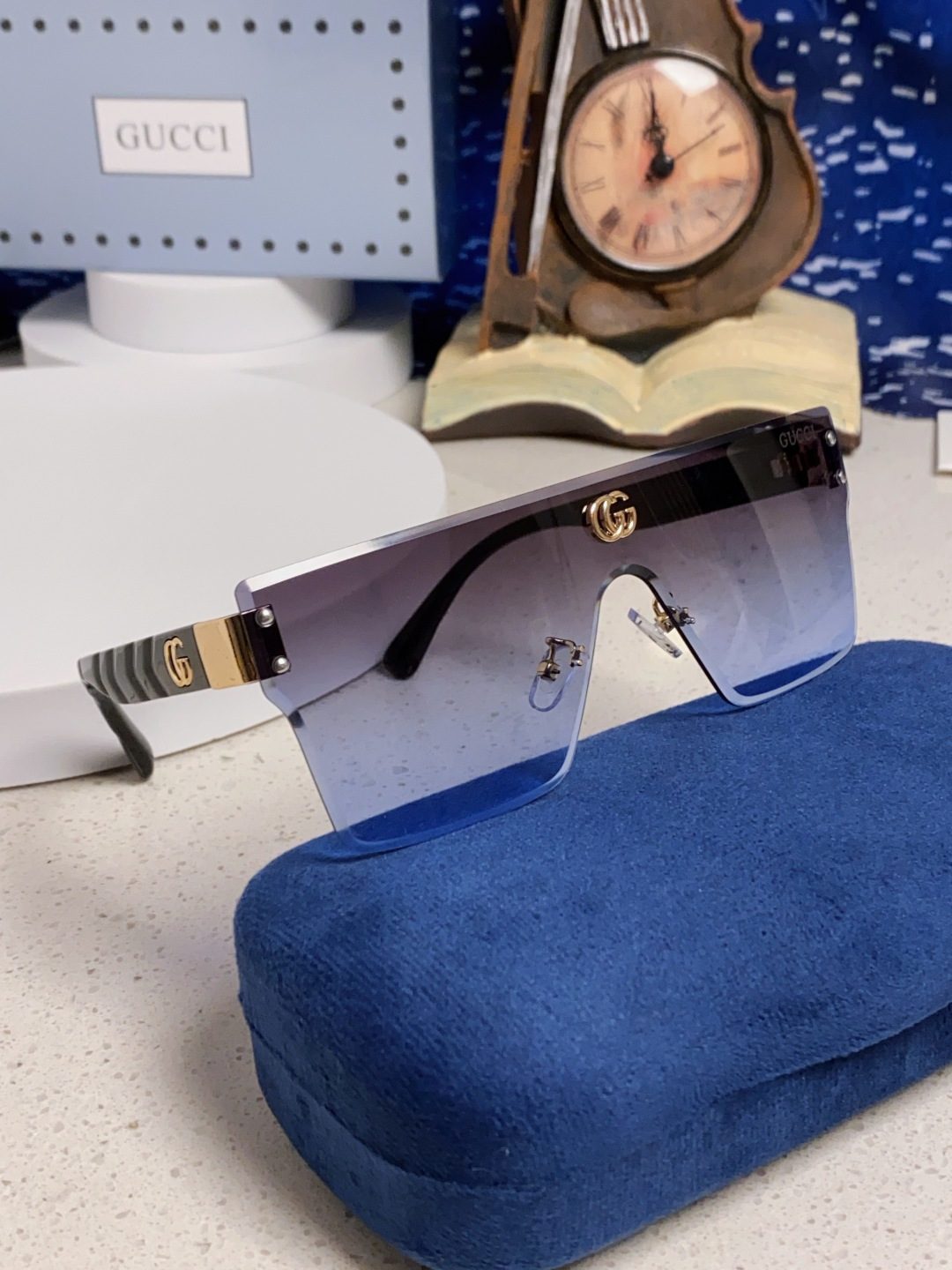 Gucci古奇 2025款欧美时尚女士方框遮脸连体太阳眼欧洲站网红护目防紫外线墨镜