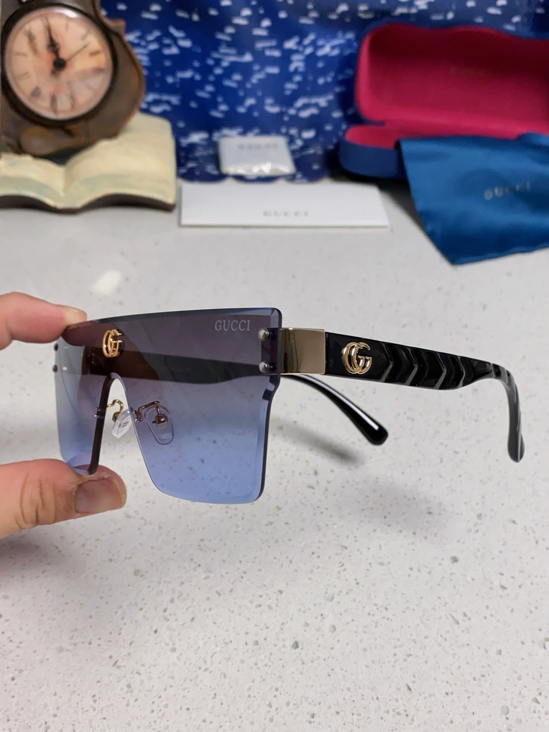 Gucci古奇 2025款欧美时尚女士方框遮脸连体太阳眼欧洲站网红护目防紫外线墨镜