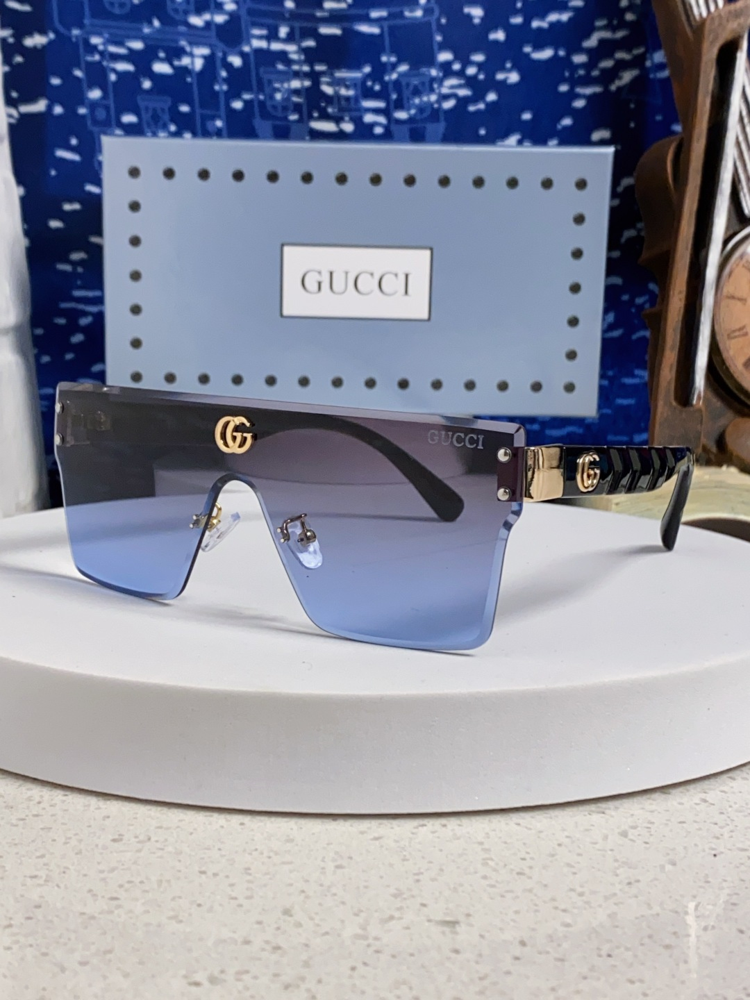 Gucci古奇 2025款欧美时尚女士方框遮脸连体太阳眼欧洲站网红护目防紫外线墨镜