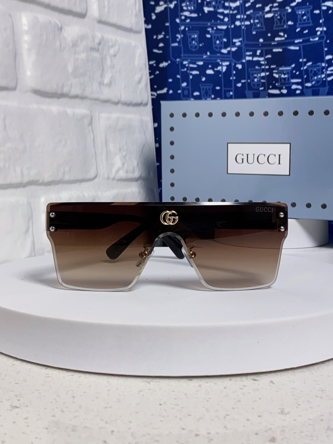 Gucci古奇 2025款欧美时尚女士方框遮脸连体太阳眼欧洲站网红护目防紫外线墨镜