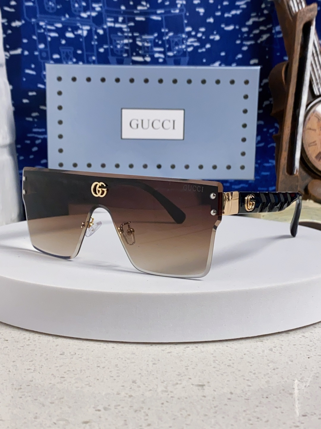 Gucci古奇 2025款欧美时尚女士方框遮脸连体太阳眼欧洲站网红护目防紫外线墨镜