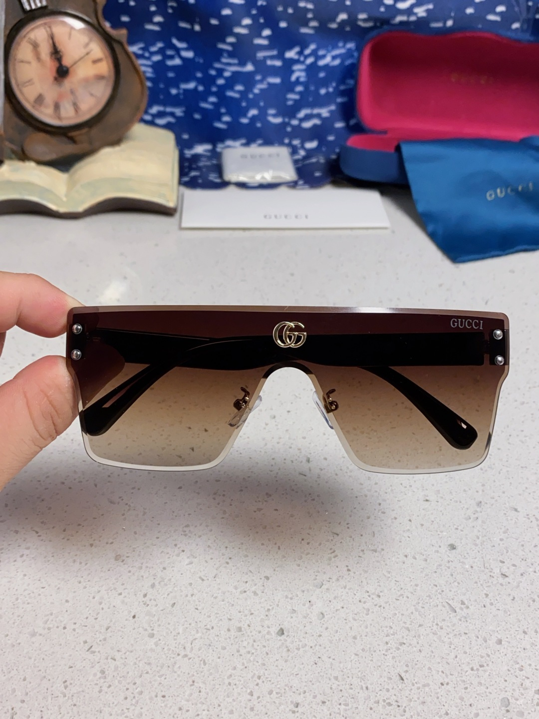 Gucci古奇 2025款欧美时尚女士方框遮脸连体太阳眼欧洲站网红护目防紫外线墨镜