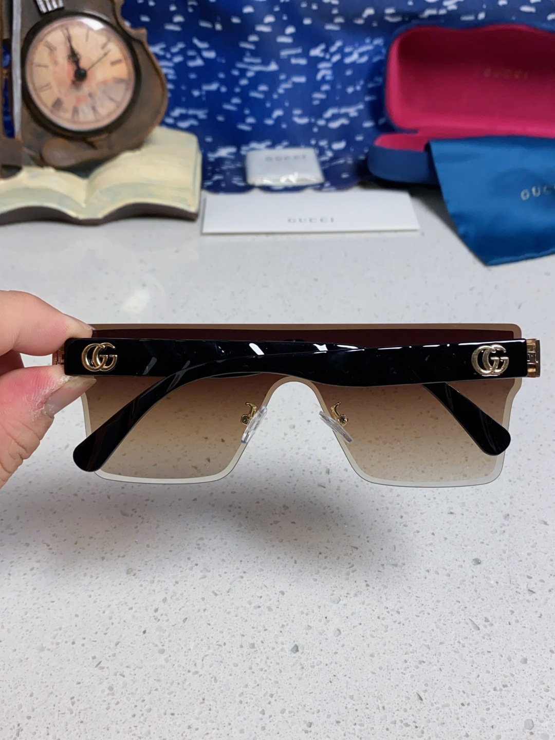 Gucci古奇 2025款欧美时尚女士方框遮脸连体太阳眼欧洲站网红护目防紫外线墨镜