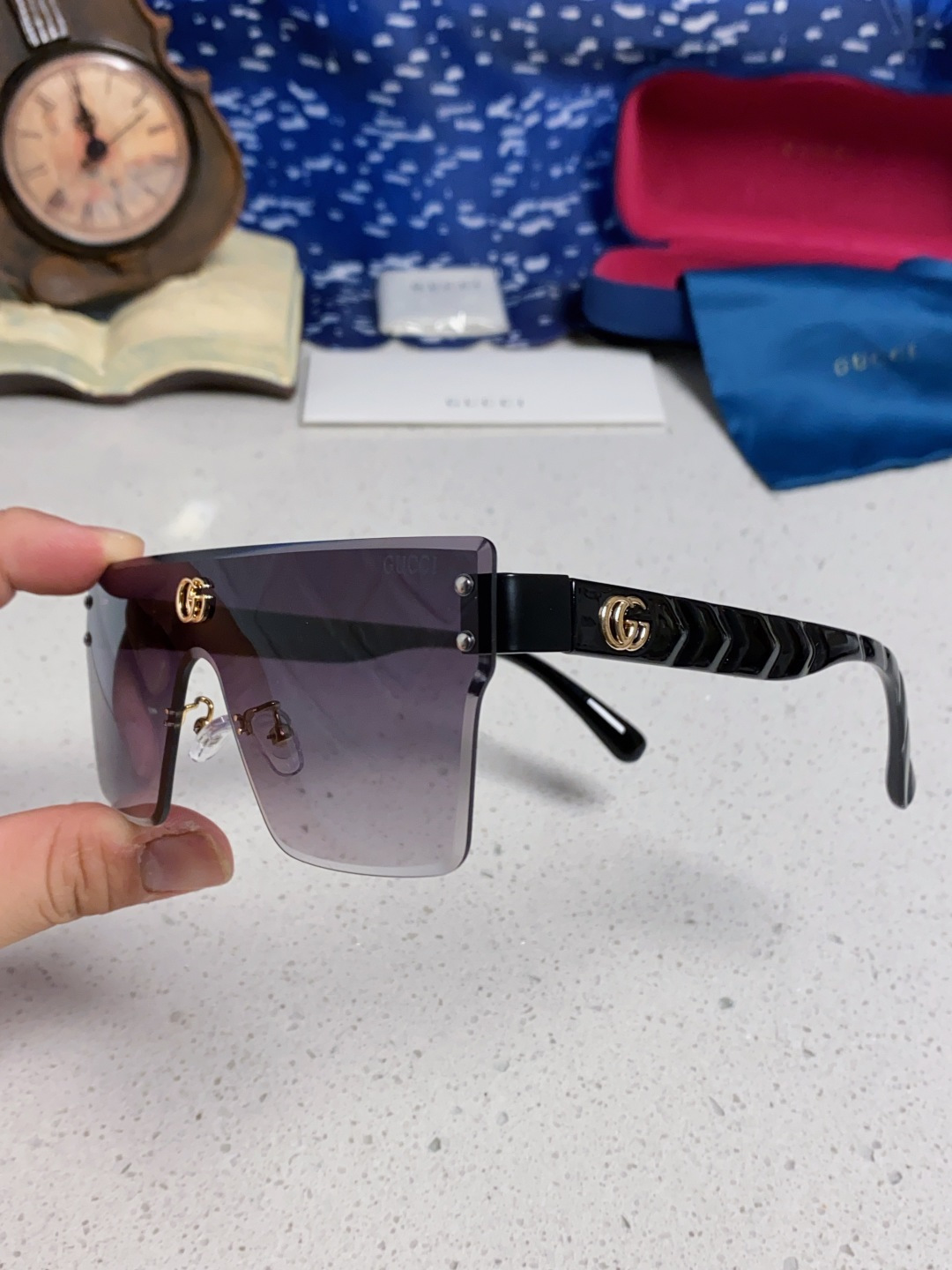 Gucci古奇 2025款欧美时尚女士方框遮脸连体太阳眼欧洲站网红护目防紫外线墨镜