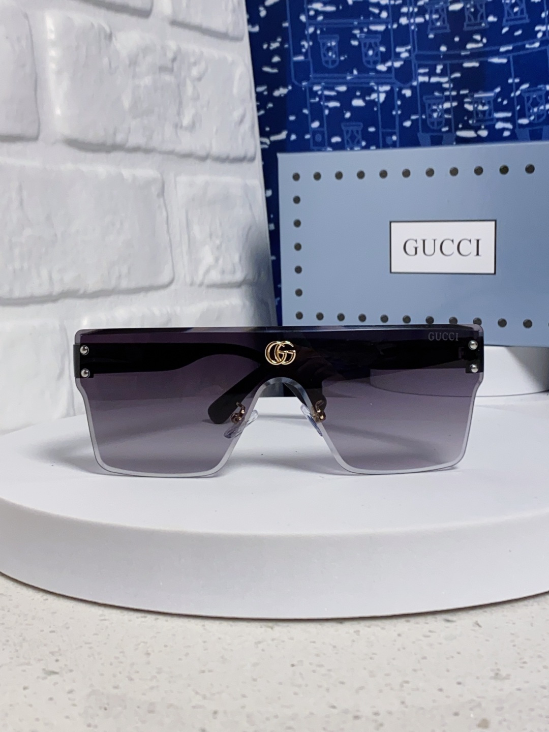 Gucci古奇 2025款欧美时尚女士方框遮脸连体太阳眼欧洲站网红护目防紫外线墨镜