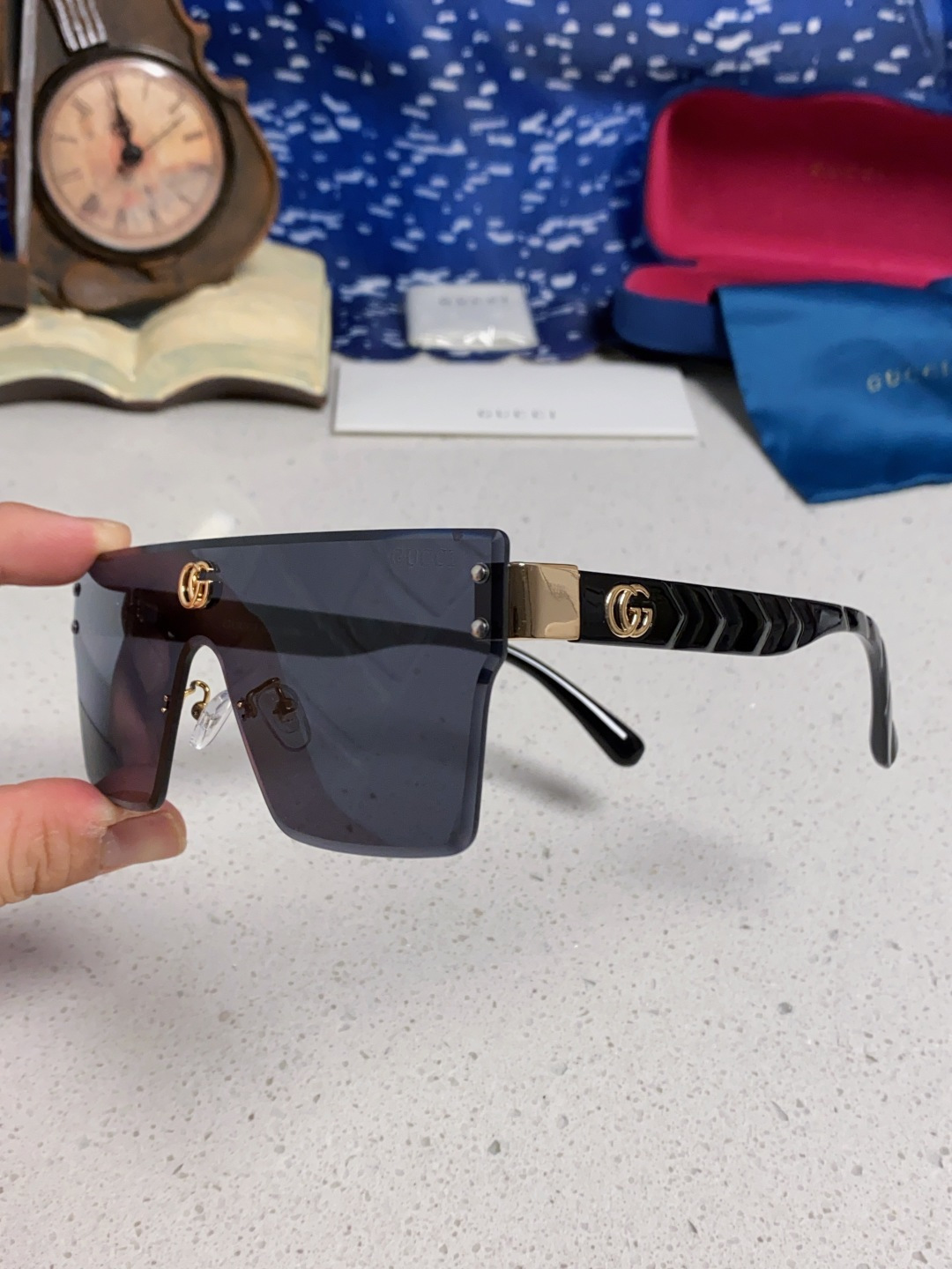 Gucci古奇 2025款欧美时尚女士方框遮脸连体太阳眼欧洲站网红护目防紫外线墨镜