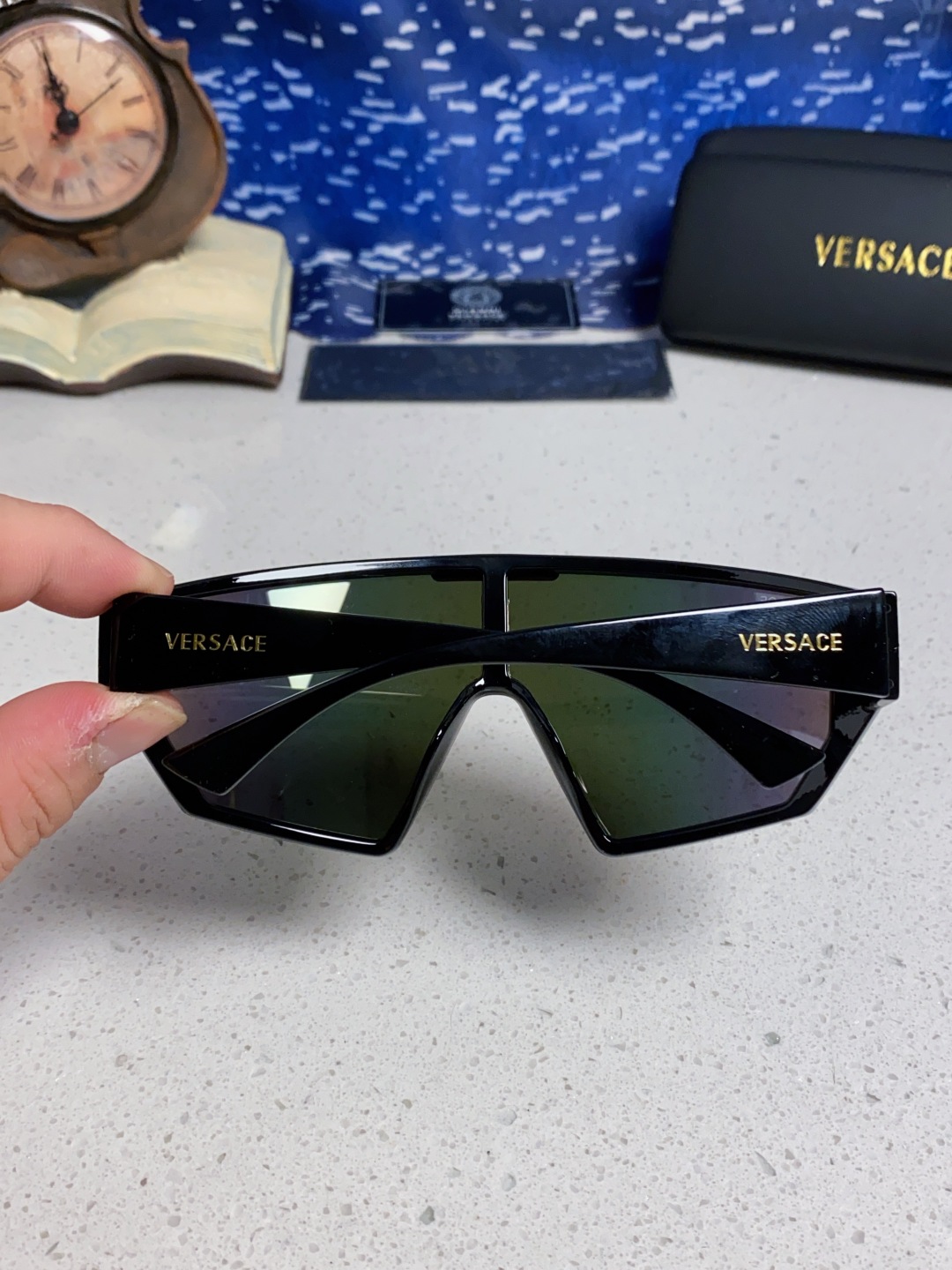 Versace范思哲 2025款欧美奢华男方框遮脸连体太阳眼欧洲站网红个性就爱吃酷墨镜