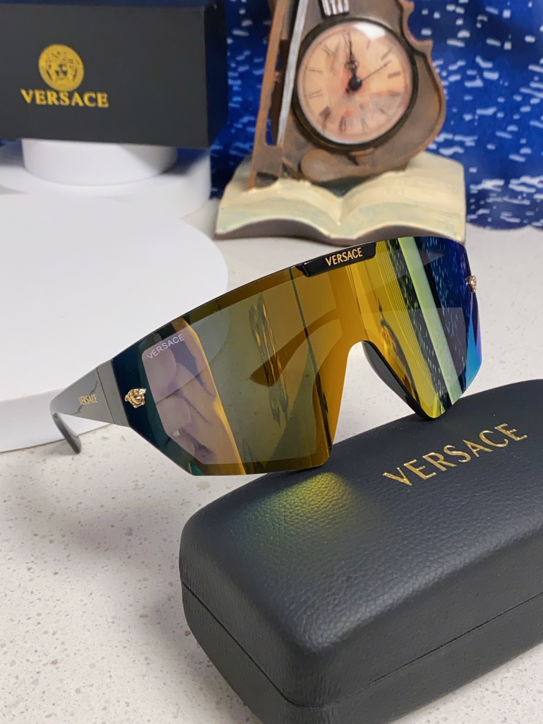 Versace范思哲 2025款欧美奢华男方框遮脸连体太阳眼欧洲站网红个性就爱吃酷墨镜