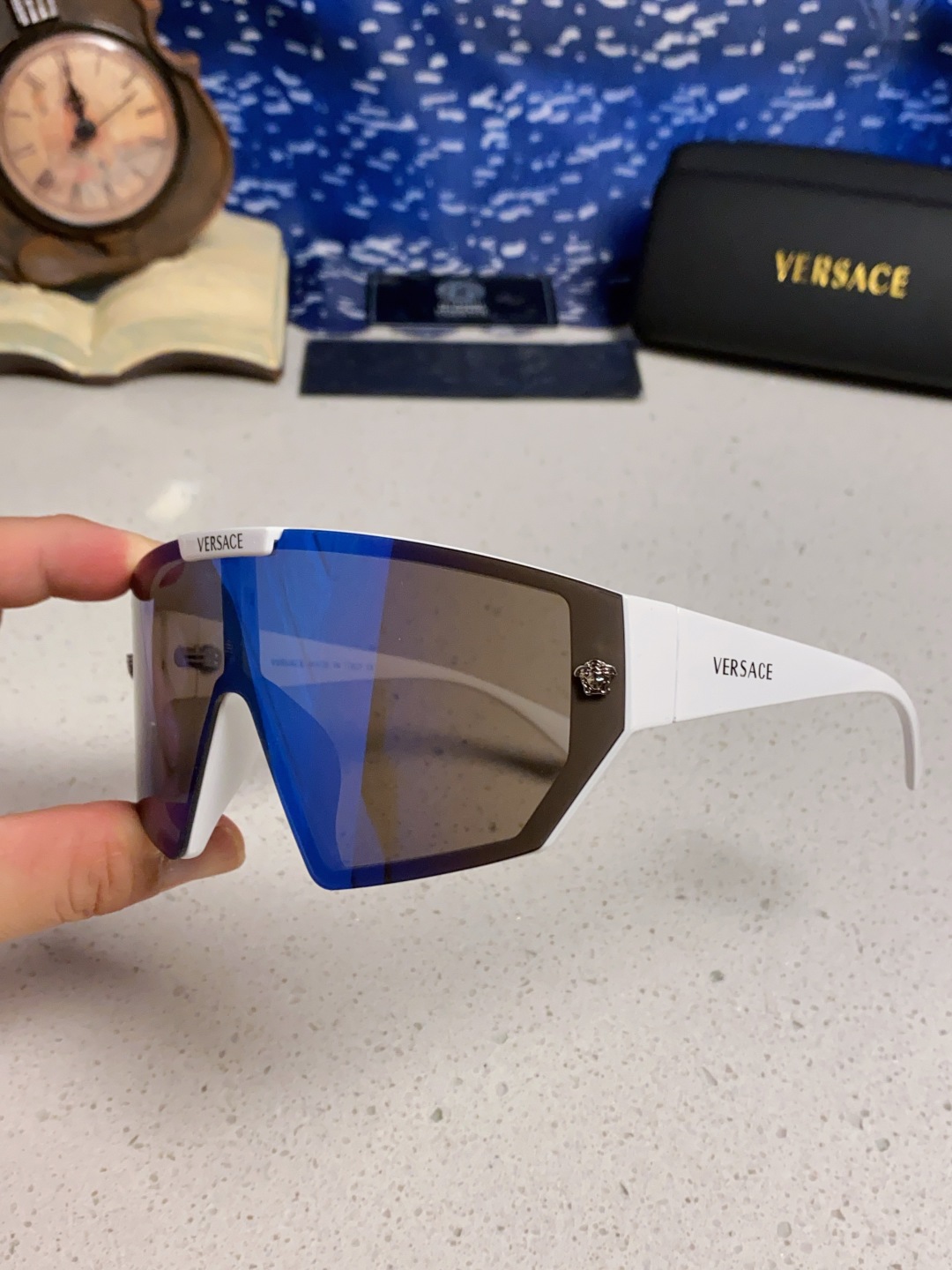 Versace范思哲 2025款欧美奢华男方框遮脸连体太阳眼欧洲站网红个性就爱吃酷墨镜