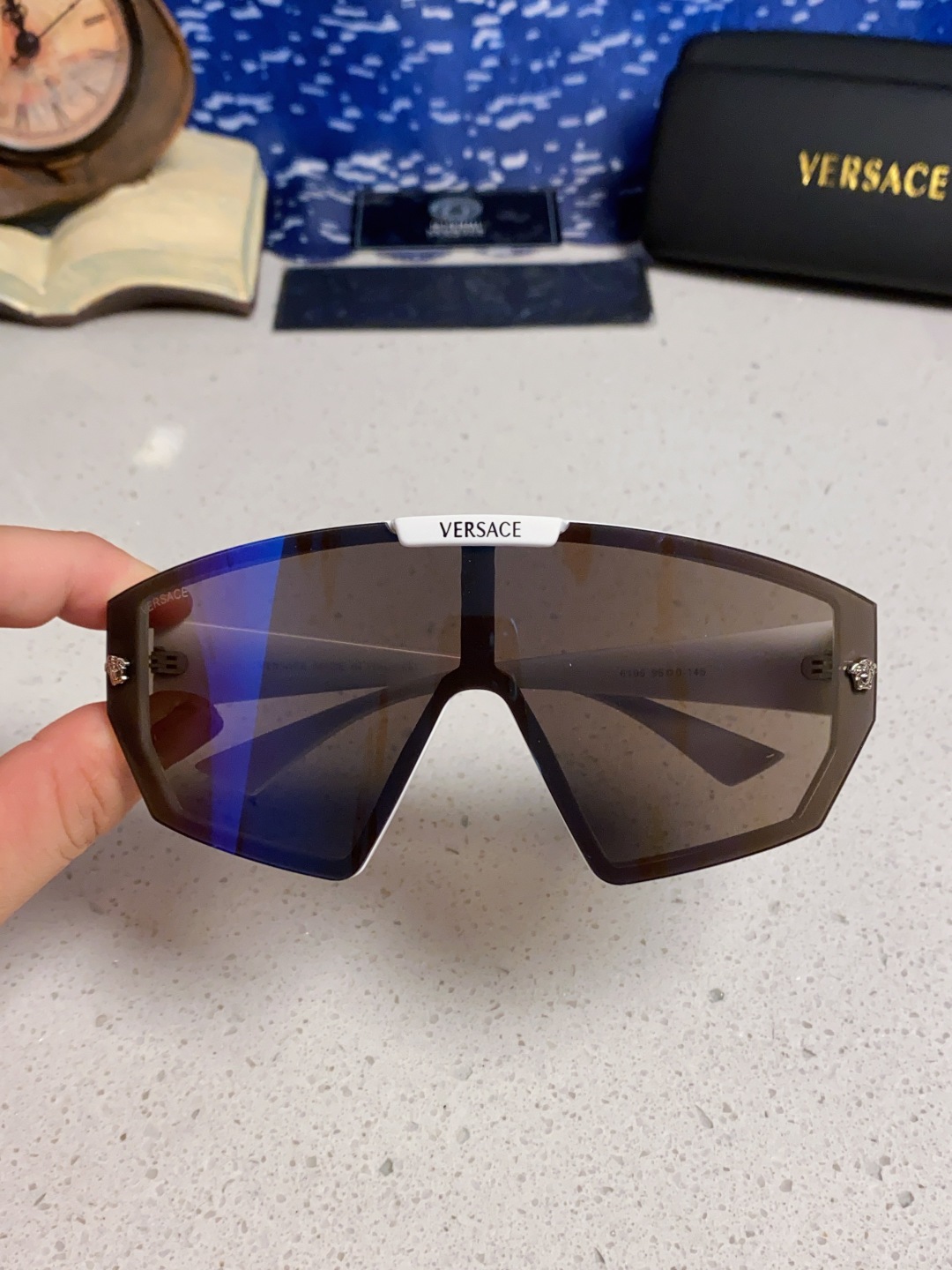 Versace范思哲 2025款欧美奢华男方框遮脸连体太阳眼欧洲站网红个性就爱吃酷墨镜