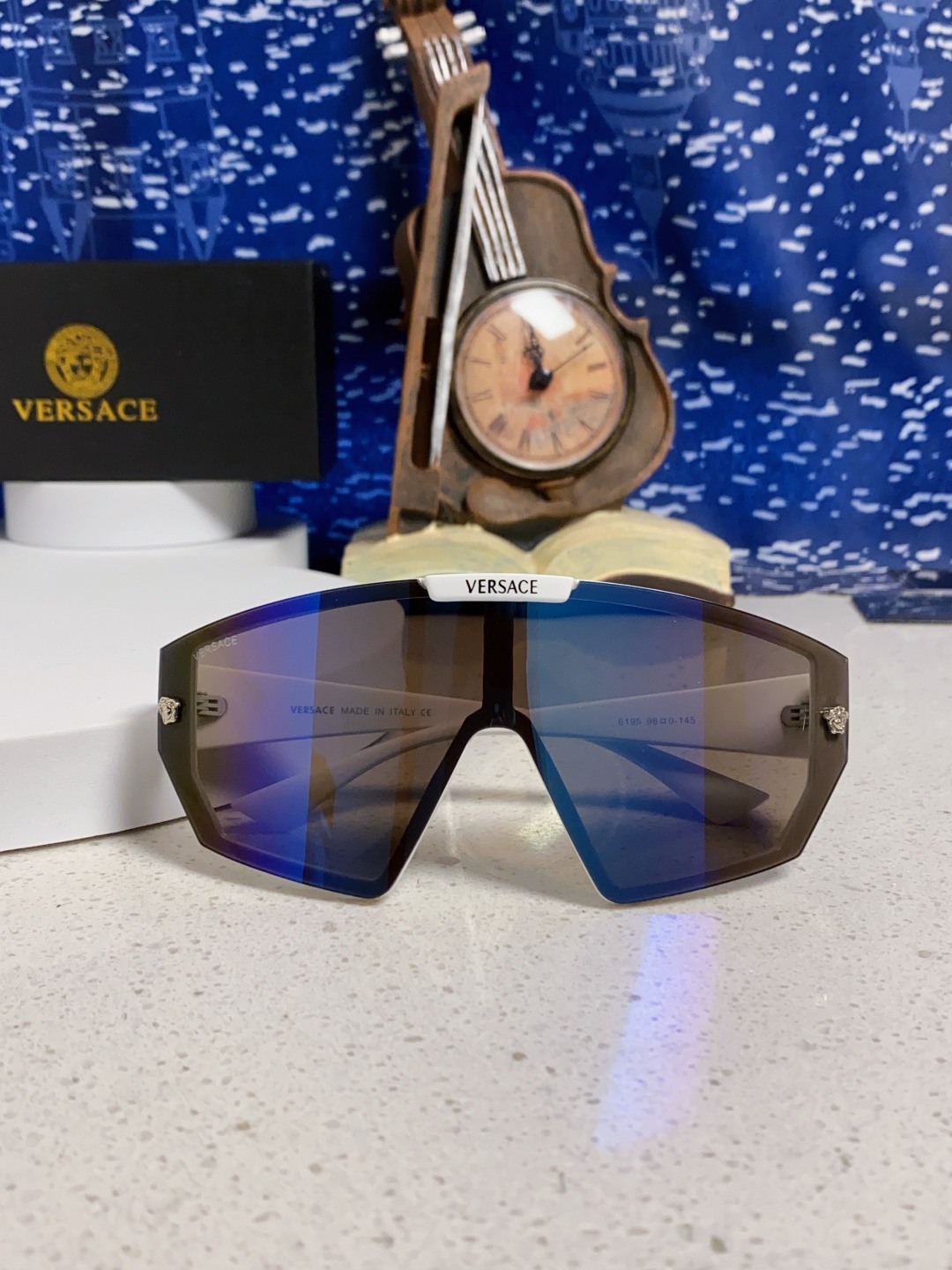 Versace范思哲 2025款欧美奢华男方框遮脸连体太阳眼欧洲站网红个性就爱吃酷墨镜