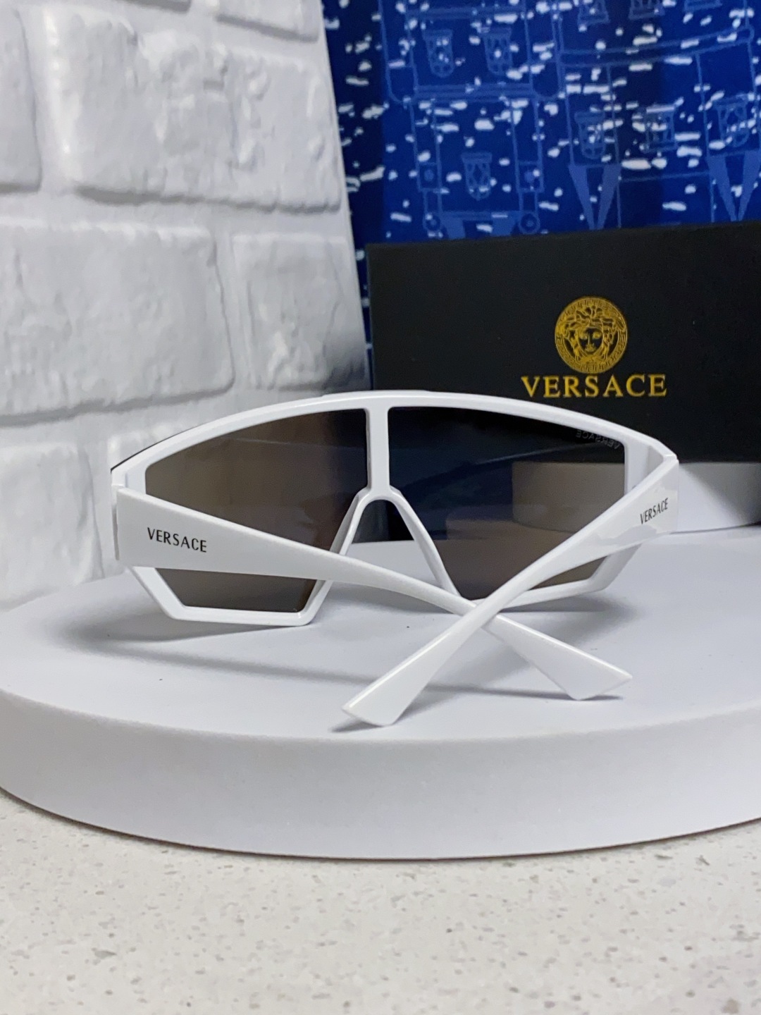 Versace范思哲 2025款欧美奢华男方框遮脸连体太阳眼欧洲站网红个性就爱吃酷墨镜