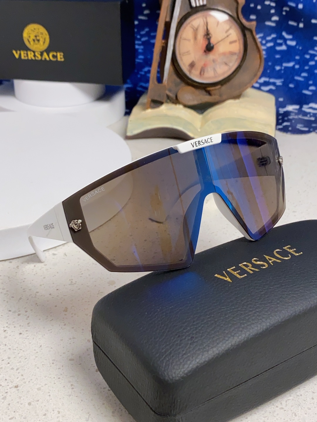 Versace范思哲 2025款欧美奢华男方框遮脸连体太阳眼欧洲站网红个性就爱吃酷墨镜