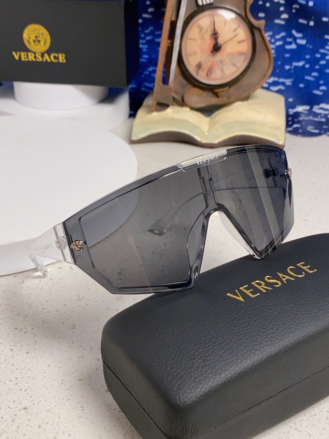 Versace范思哲 2025款欧美奢华男方框遮脸连体太阳眼欧洲站网红个性就爱吃酷墨镜