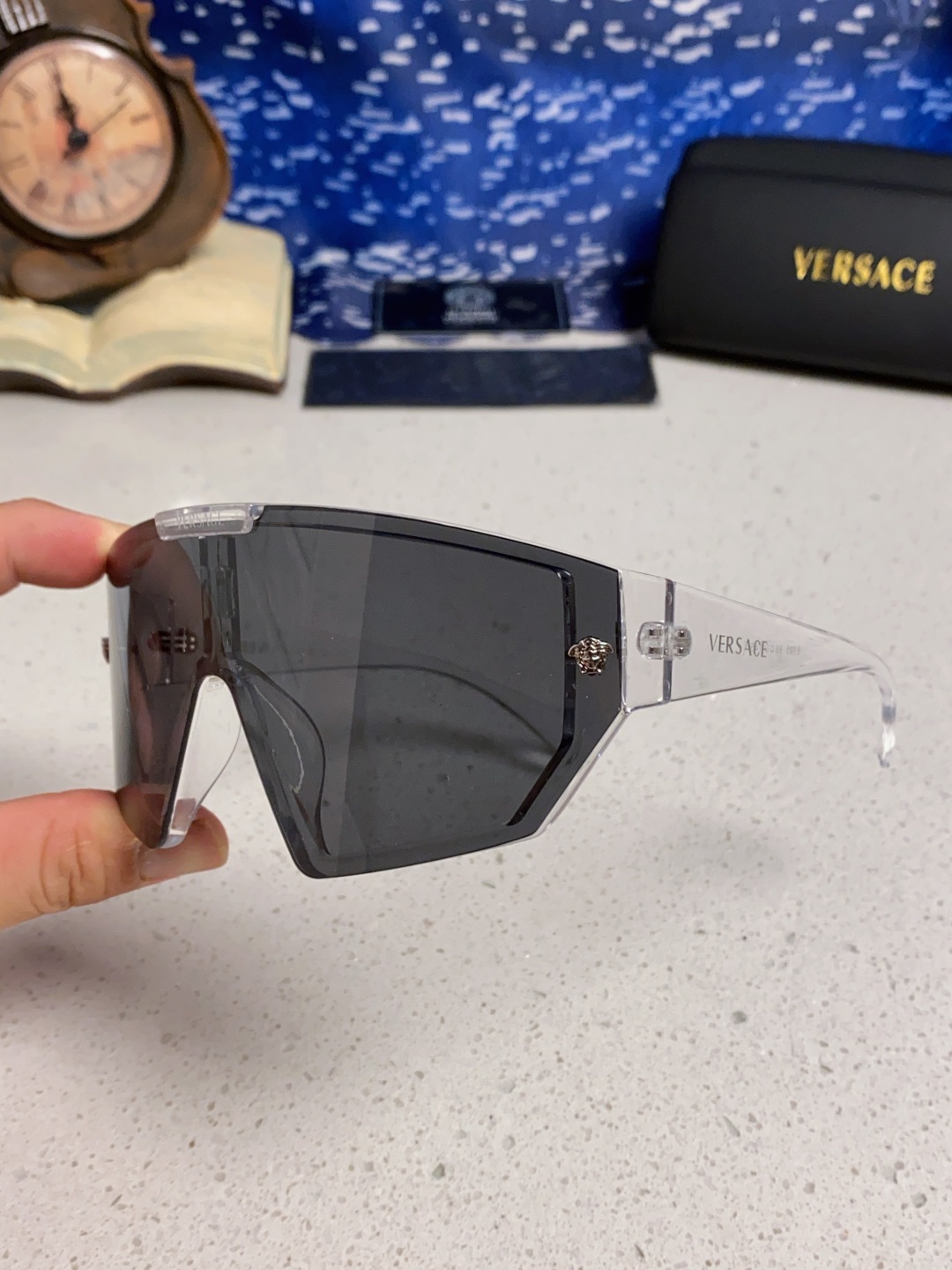 Versace范思哲 2025款欧美奢华男方框遮脸连体太阳眼欧洲站网红个性就爱吃酷墨镜