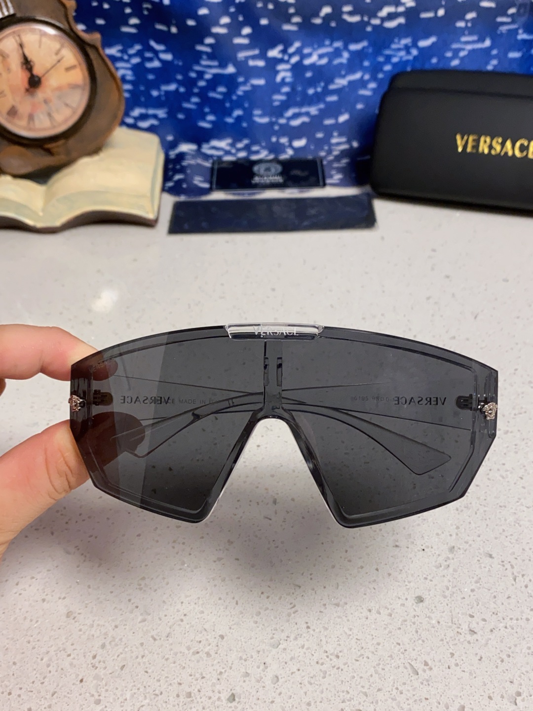 Versace范思哲 2025款欧美奢华男方框遮脸连体太阳眼欧洲站网红个性就爱吃酷墨镜
