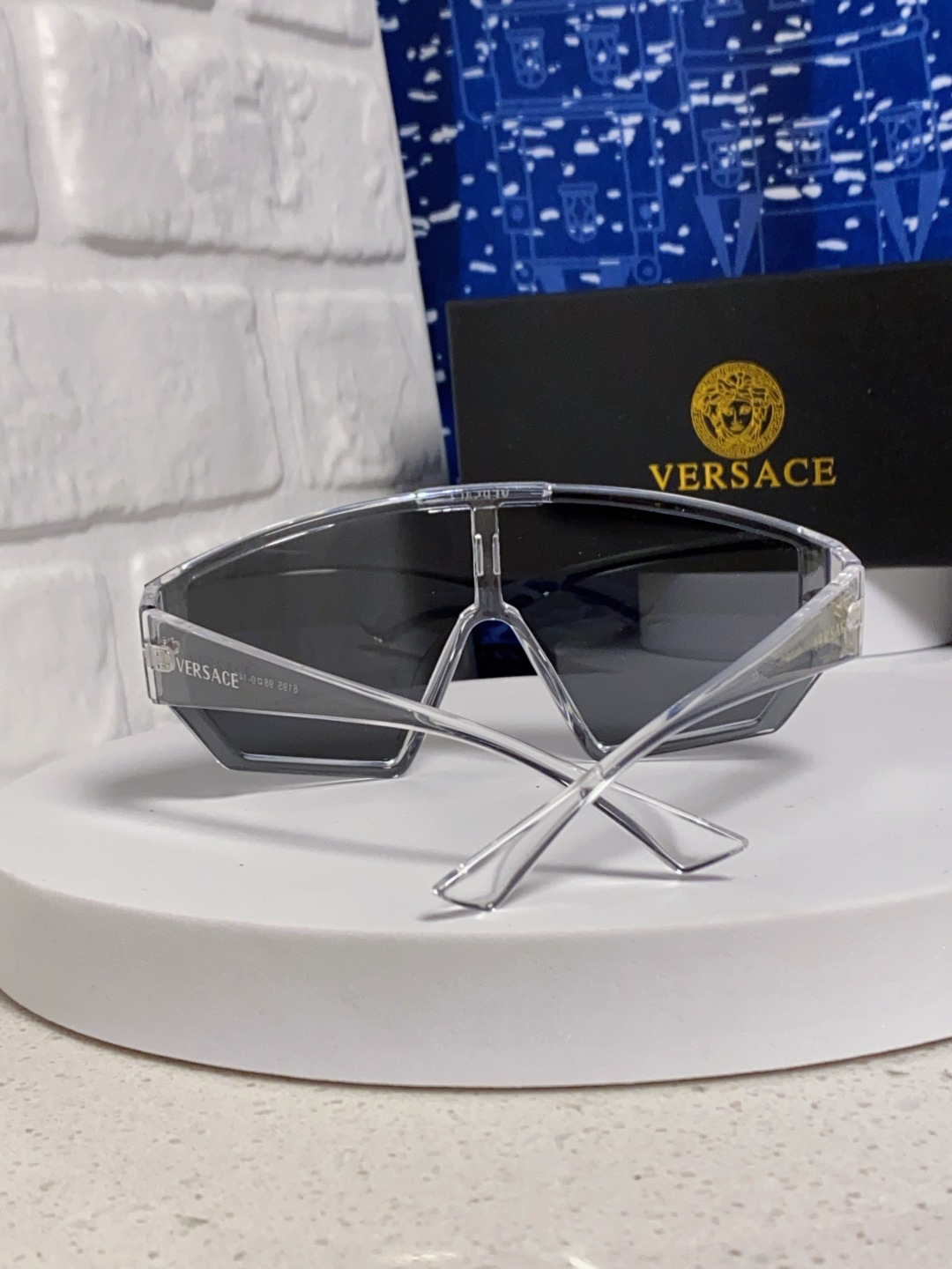 Versace范思哲 2025款欧美奢华男方框遮脸连体太阳眼欧洲站网红个性就爱吃酷墨镜