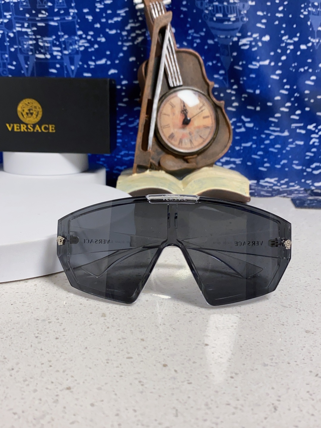 Versace范思哲 2025款欧美奢华男方框遮脸连体太阳眼欧洲站网红个性就爱吃酷墨镜