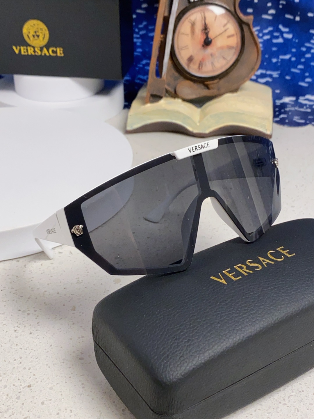 Versace范思哲 2025款欧美奢华男方框遮脸连体太阳眼欧洲站网红个性就爱吃酷墨镜