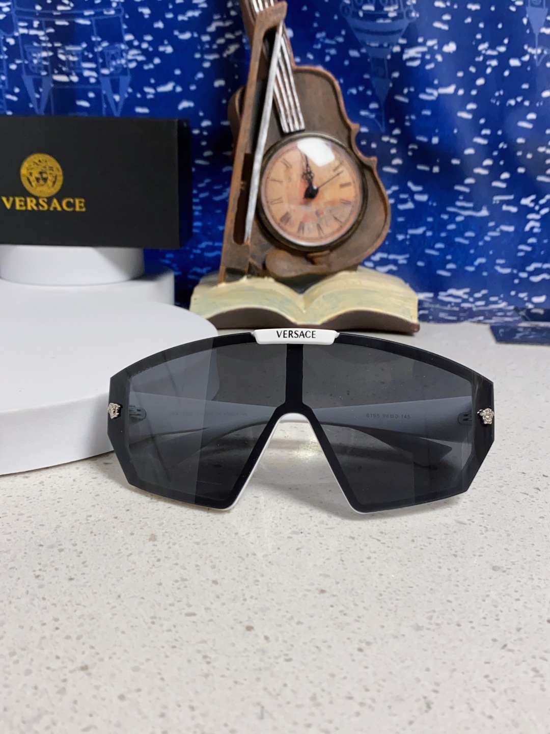 Versace范思哲 2025款欧美奢华男方框遮脸连体太阳眼欧洲站网红个性就爱吃酷墨镜