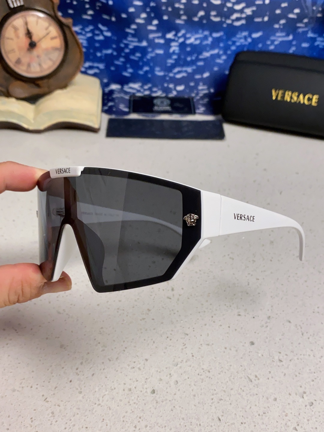 Versace范思哲 2025款欧美奢华男方框遮脸连体太阳眼欧洲站网红个性就爱吃酷墨镜