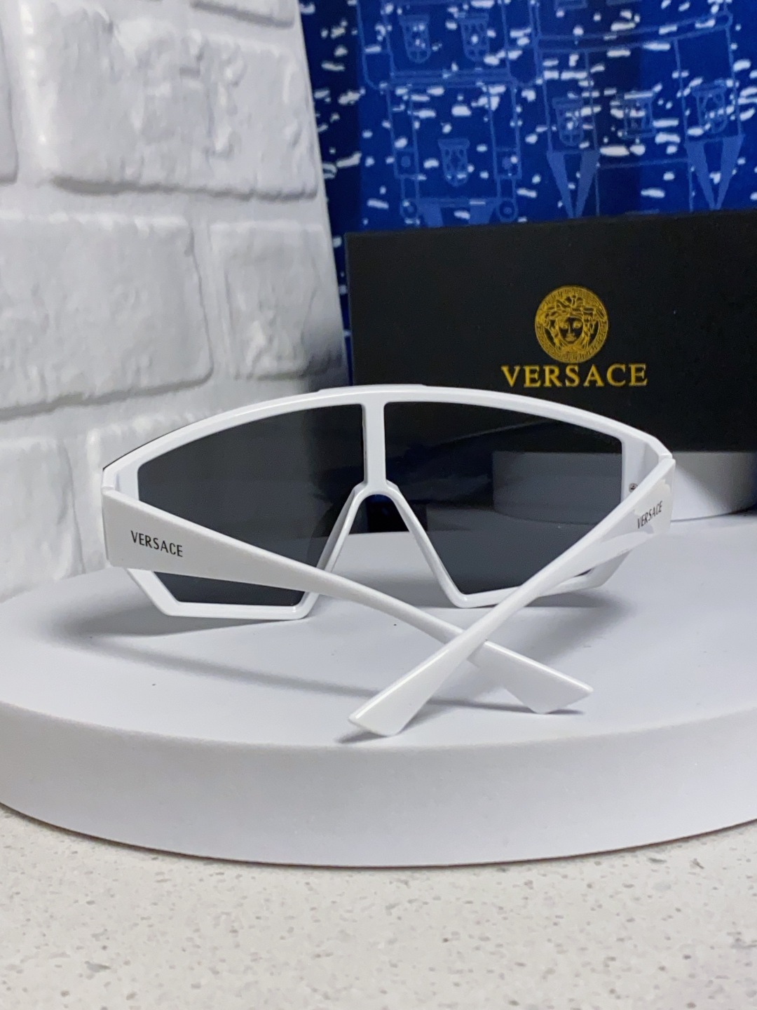 Versace范思哲 2025款欧美奢华男方框遮脸连体太阳眼欧洲站网红个性就爱吃酷墨镜