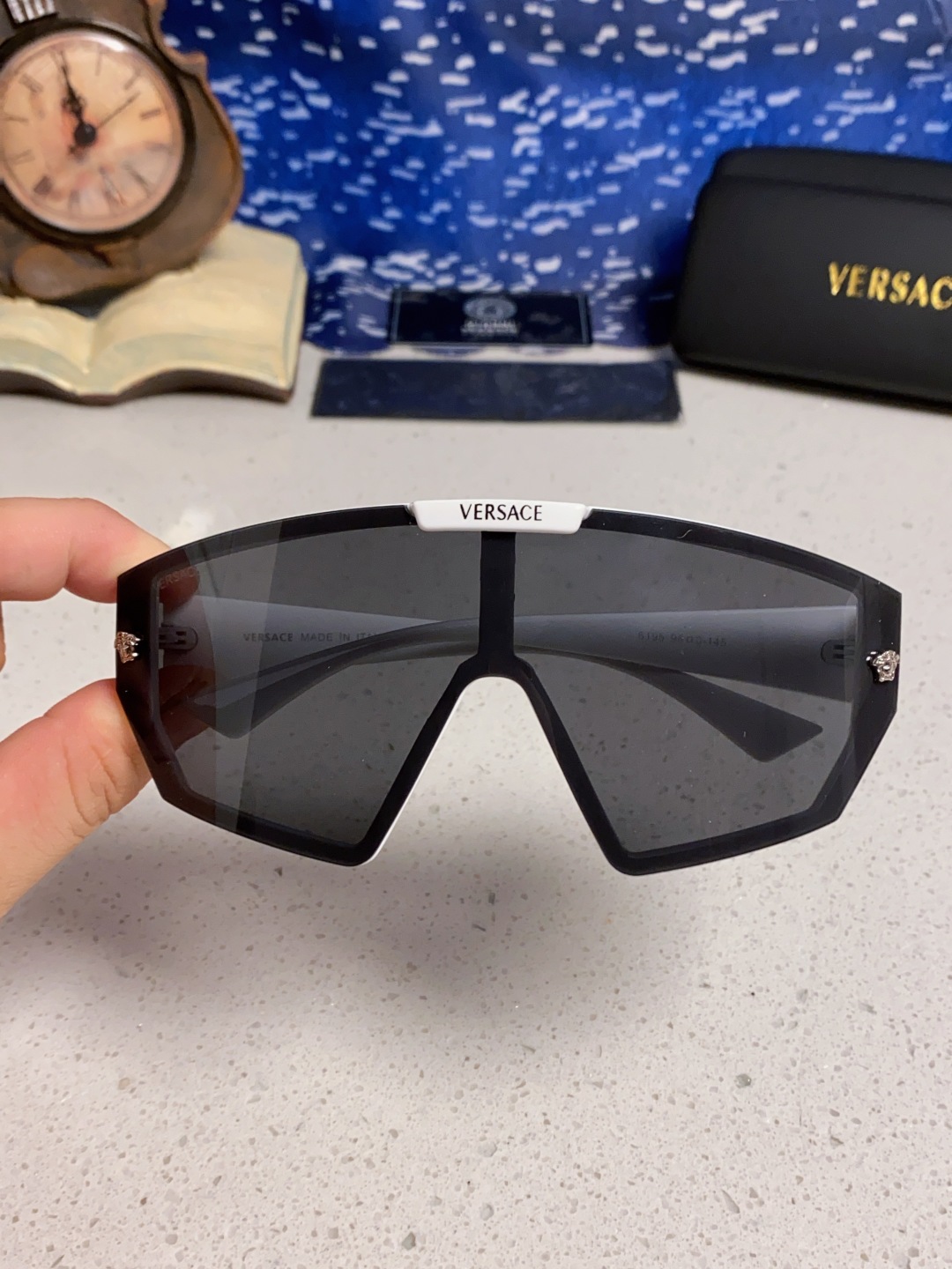 Versace范思哲 2025款欧美奢华男方框遮脸连体太阳眼欧洲站网红个性就爱吃酷墨镜
