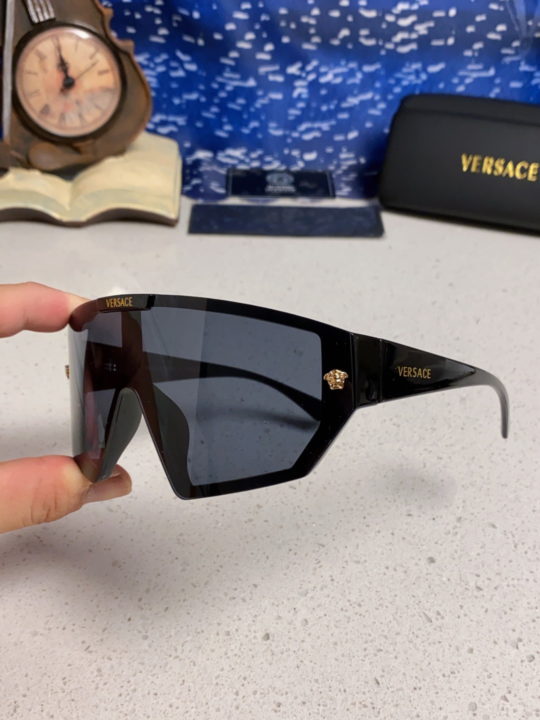 Versace范思哲 2025款欧美奢华男方框遮脸连体太阳眼欧洲站网红个性就爱吃酷墨镜