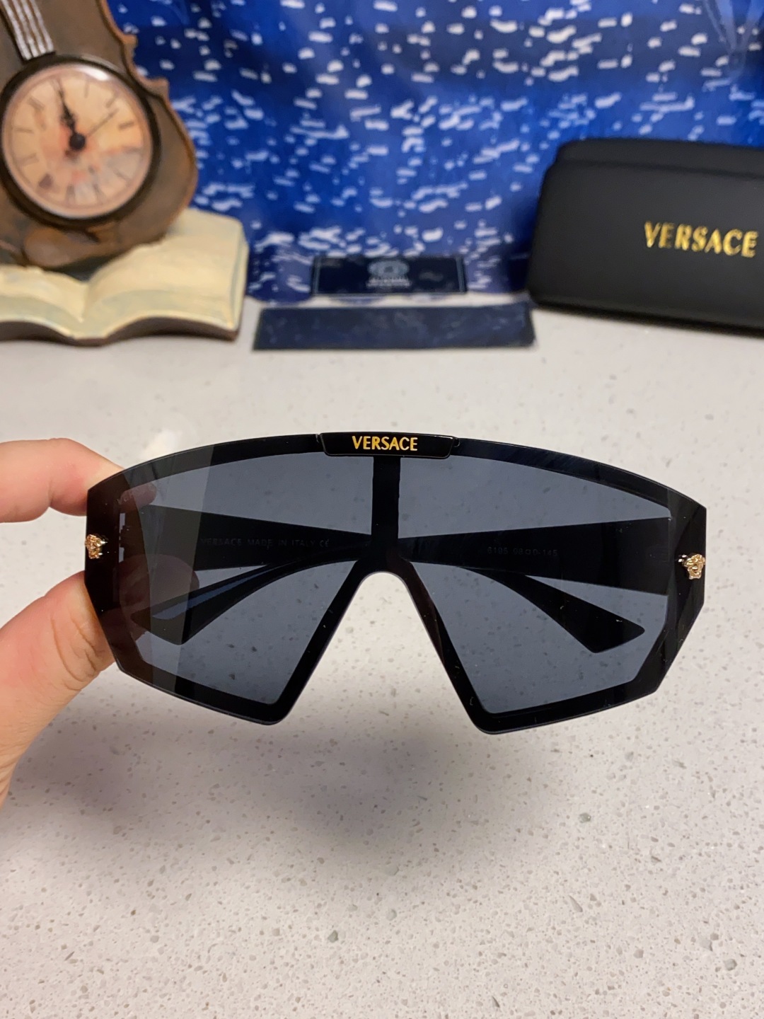 Versace范思哲 2025款欧美奢华男方框遮脸连体太阳眼欧洲站网红个性就爱吃酷墨镜