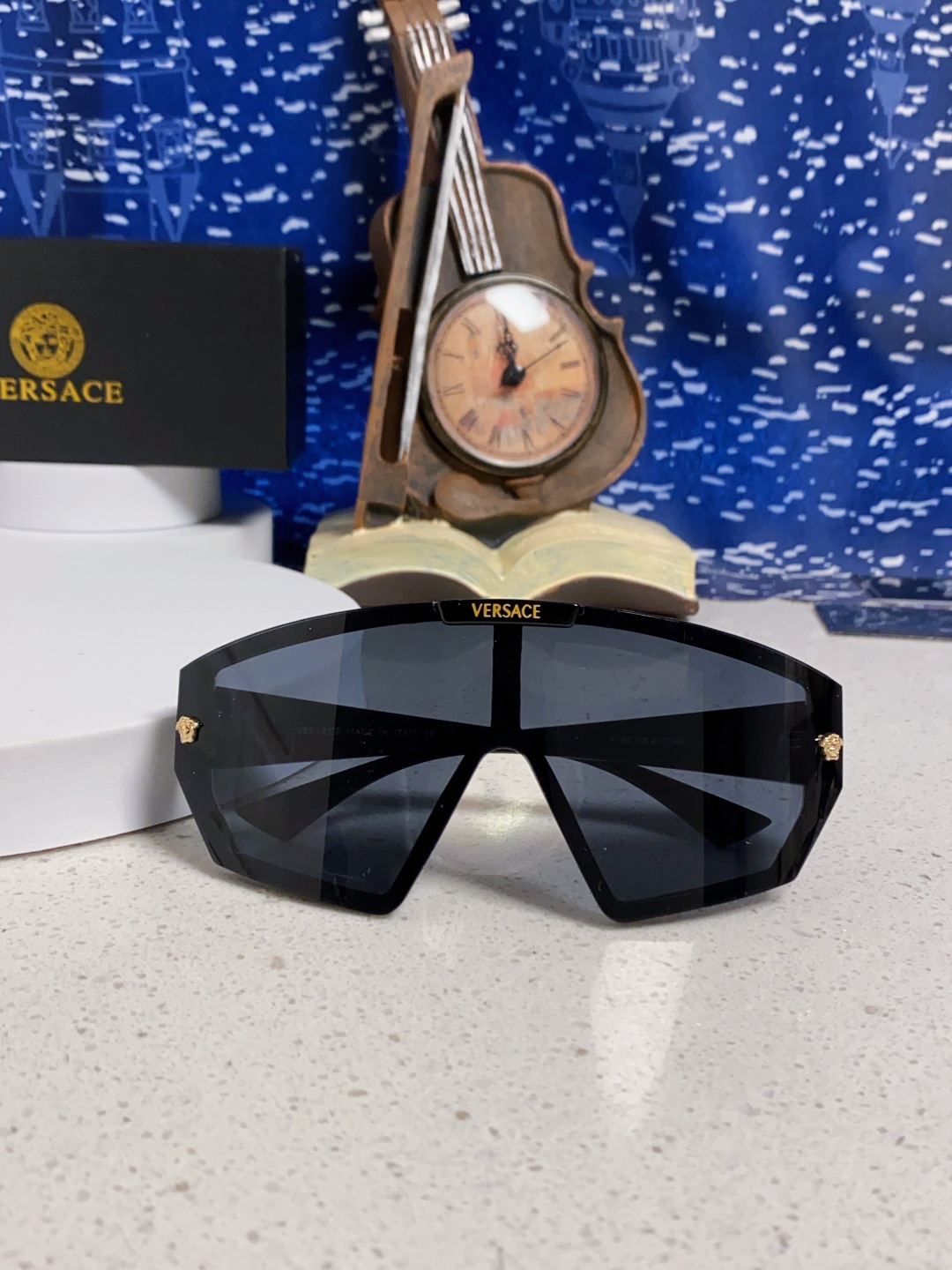 Versace范思哲 2025款欧美奢华男方框遮脸连体太阳眼欧洲站网红个性就爱吃酷墨镜