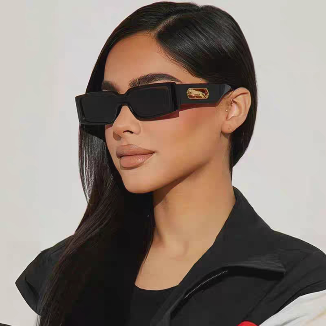 Cartier卡地亚 2025新款欧美小框太阳镜复古方型潮流豹子装饰连体墨镜跨境个性女士墨镜