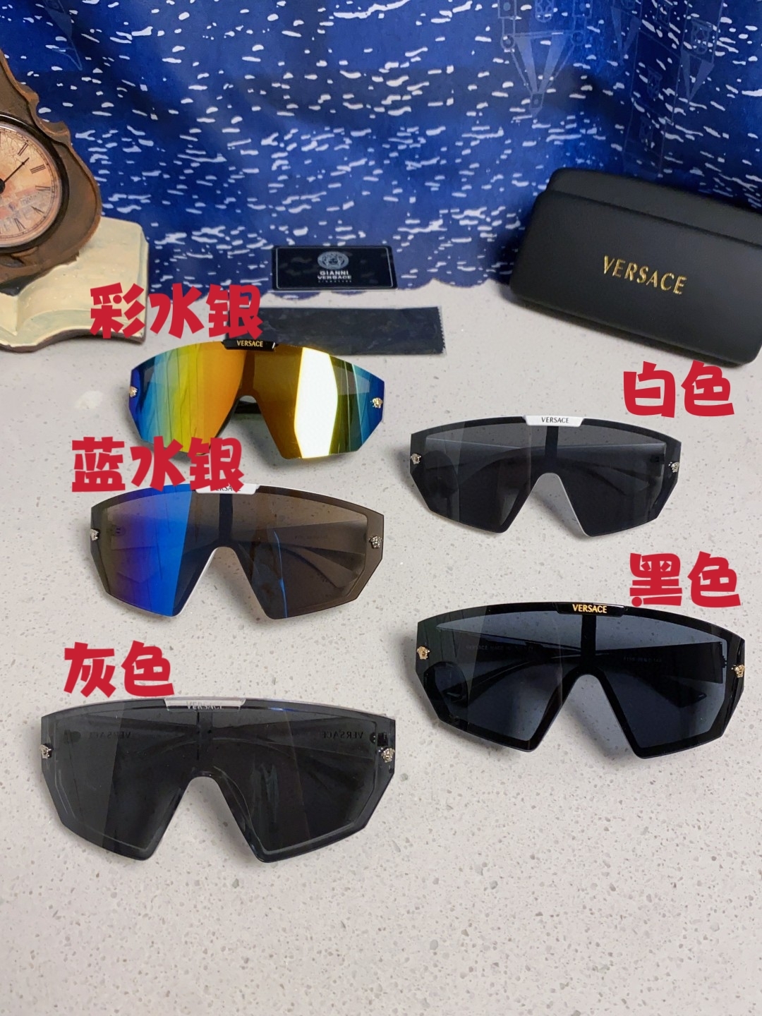 Versace范思哲 2025款欧美奢华男方框遮脸连体太阳眼欧洲站网红个性就爱吃酷墨镜