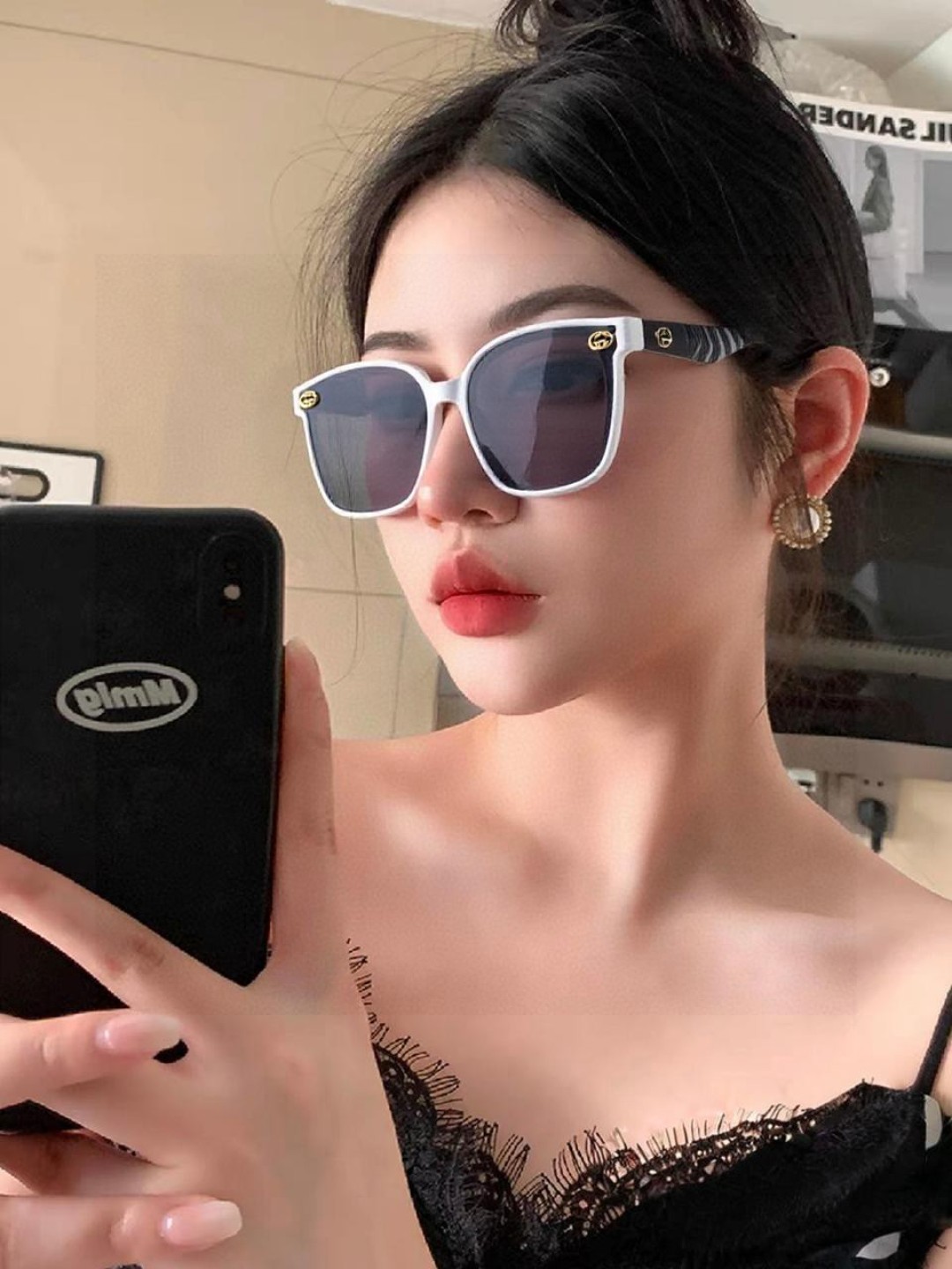 Gucci古奇 2025新款韩版防紫外线高级感网红个性时尚海边太阳镜显脸小 女士墨镜