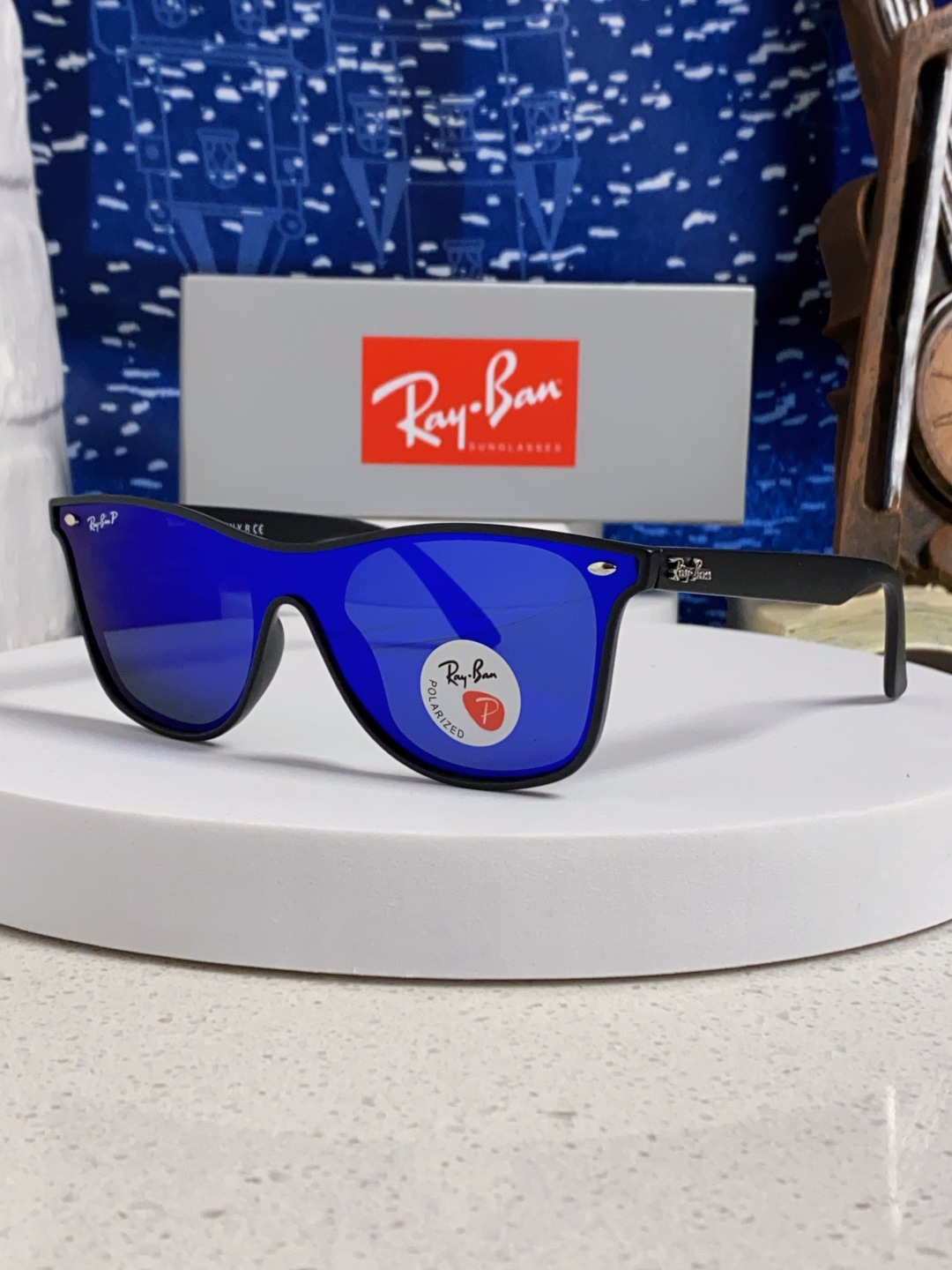 RayBan雷朋 2025新款运动墨镜连体炫彩太阳镜偏光时尚驾驶垂钓防风跑步眼镜 男女通用 RB4440