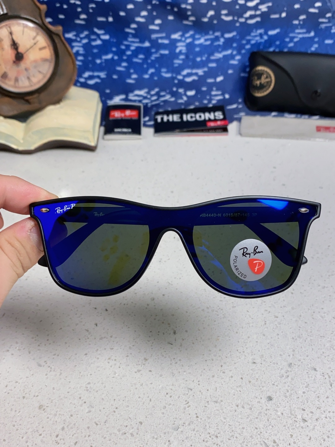 RayBan雷朋 2025新款运动墨镜连体炫彩太阳镜偏光时尚驾驶垂钓防风跑步眼镜 男女通用 RB4440