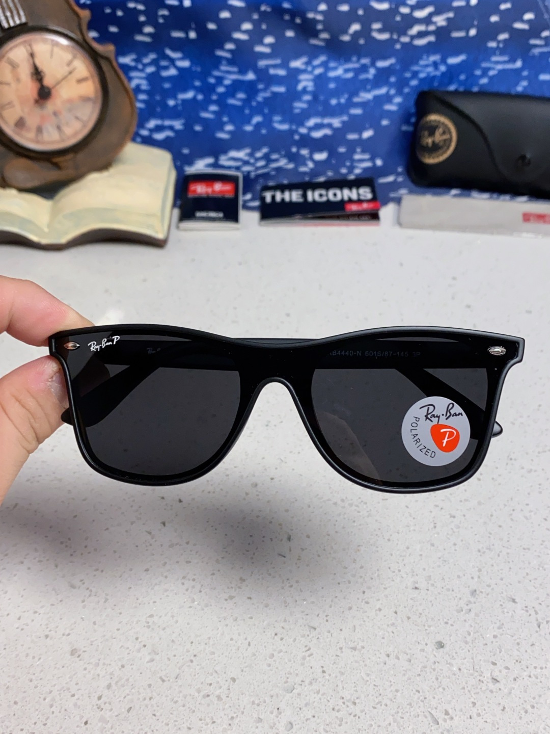 RayBan雷朋 2025新款运动墨镜连体炫彩太阳镜偏光时尚驾驶垂钓防风跑步眼镜 男女通用 RB4440