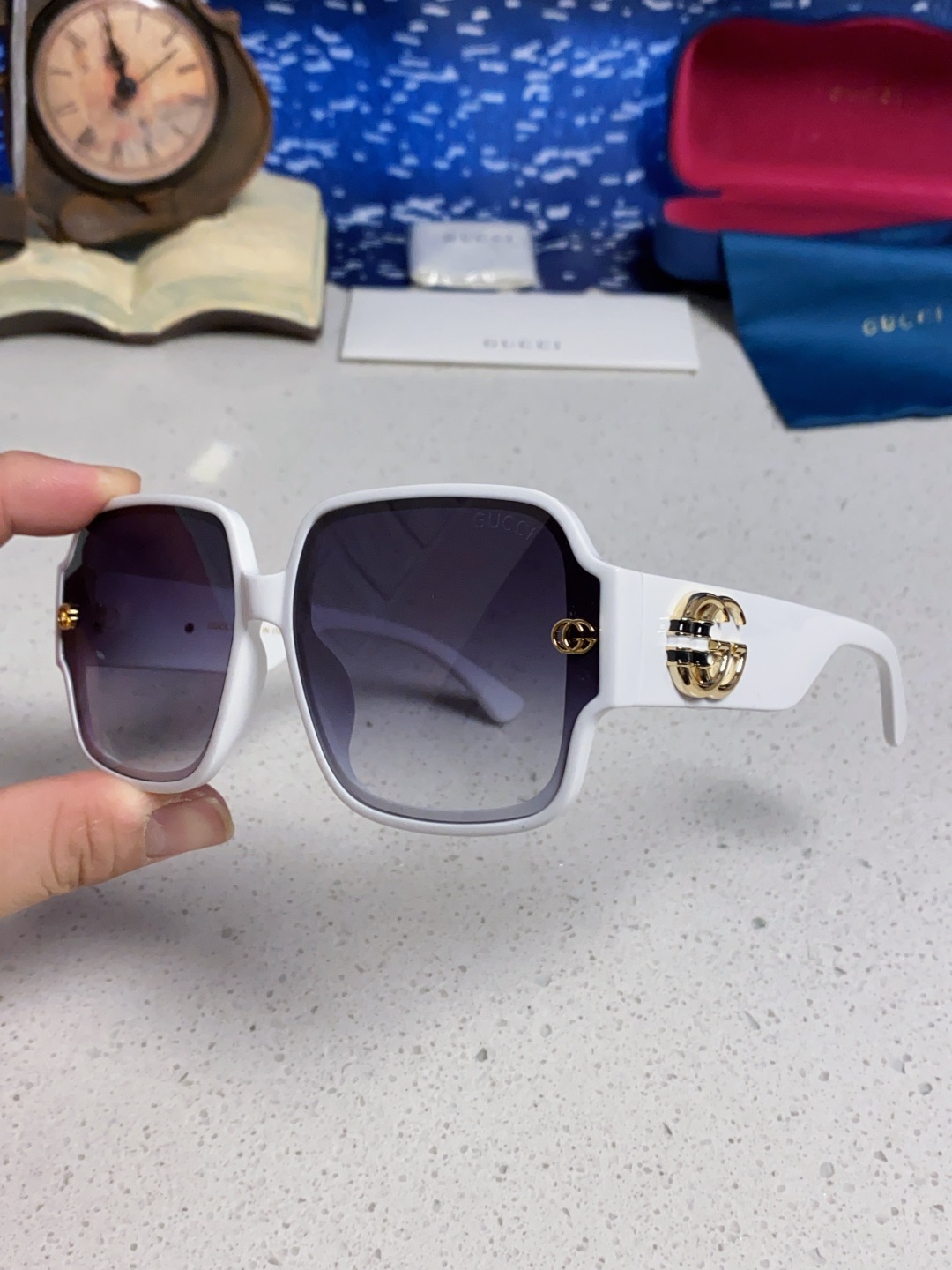 Gucci古奇 2025新款女士墨镜韩版防紫外线高级感网红个性时尚海边太阳镜显脸小 男女通用