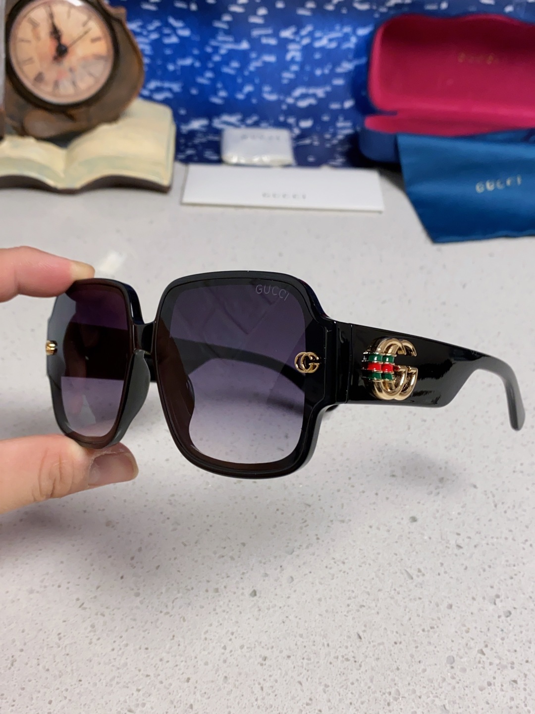 Gucci古奇 2025新款女士墨镜韩版防紫外线高级感网红个性时尚海边太阳镜显脸小 男女通用