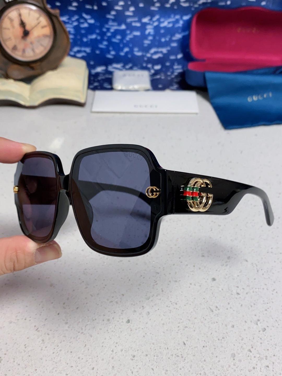 Gucci古奇 2025新款女士墨镜韩版防紫外线高级感网红个性时尚海边太阳镜显脸小 男女通用