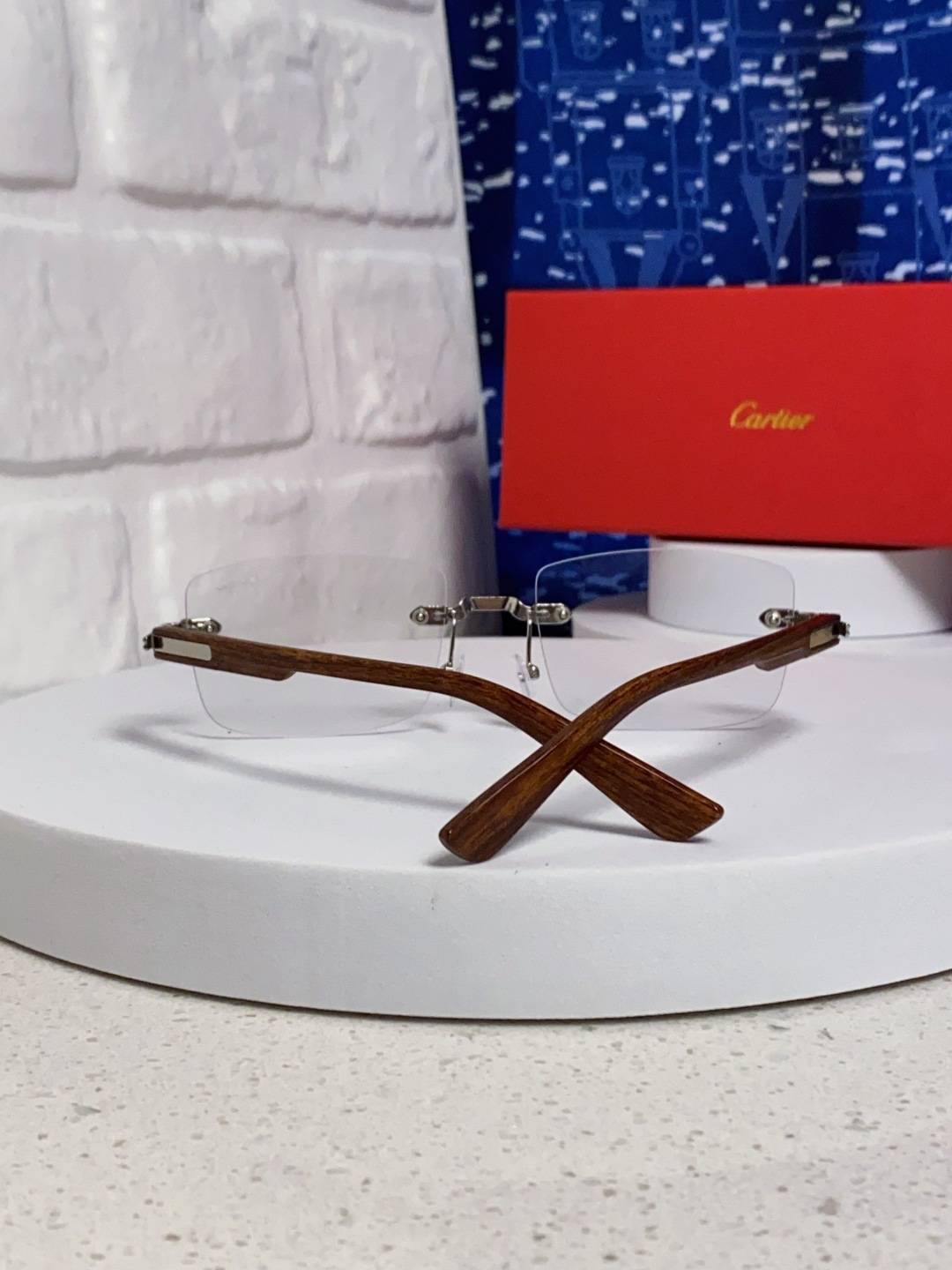Cartier卡地亚 2025新款男士无框太阳镜方形欧美潮个性木腿墨镜嘻哈拽酷太阳镜遮阳潮流男女通用