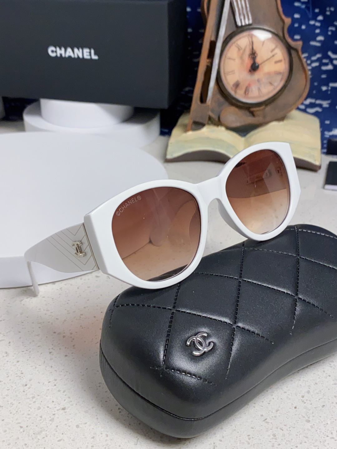  Chanel香奈儿 24新品墨镜女方圆脸太阳眼镜偏光猫眼镜框  宽腿 网红爆款 女士墨镜