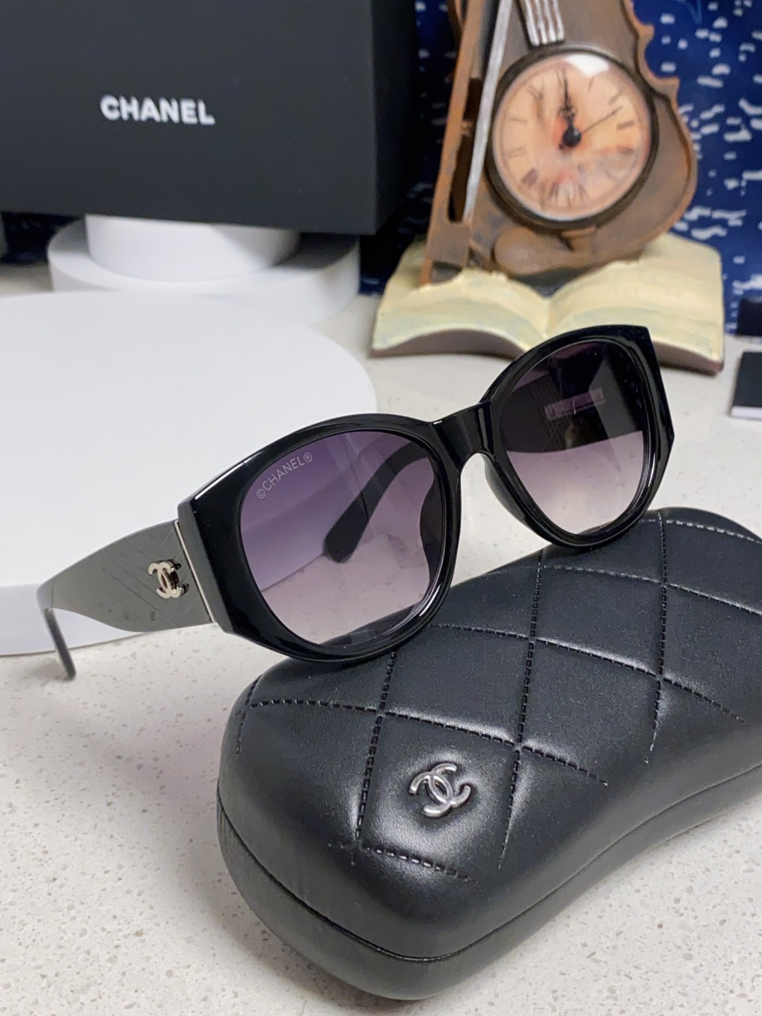  Chanel香奈儿 24新品墨镜女方圆脸太阳眼镜偏光猫眼镜框  宽腿 网红爆款 女士墨镜