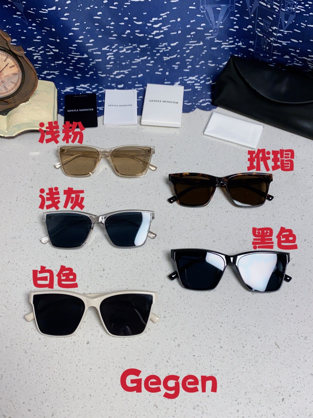 Gentle Moster(GM) 新款方框太阳眼镜女圆脸 时尚遮阳墨镜男防紫外线 型号：GEGEN