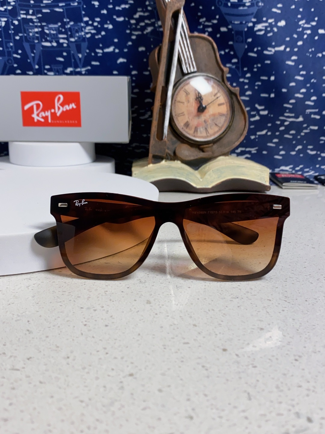  Rayban雷朋 2025新款欧美复古方形连体大框炫彩墨镜男女同款骑行朋克风平面太阳眼镜 RB4388