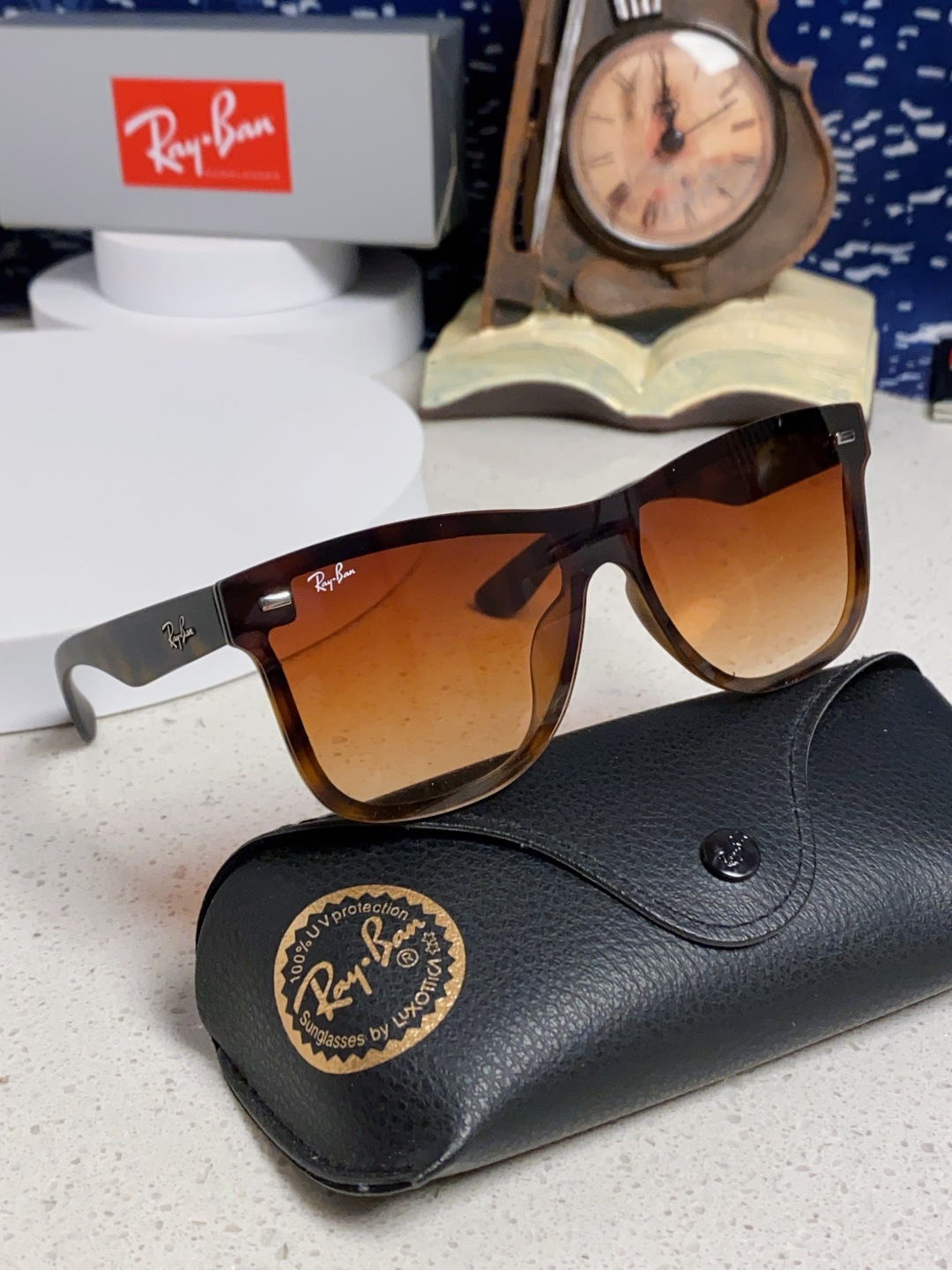  Rayban雷朋 2025新款欧美复古方形连体大框炫彩墨镜男女同款骑行朋克风平面太阳眼镜 RB4388