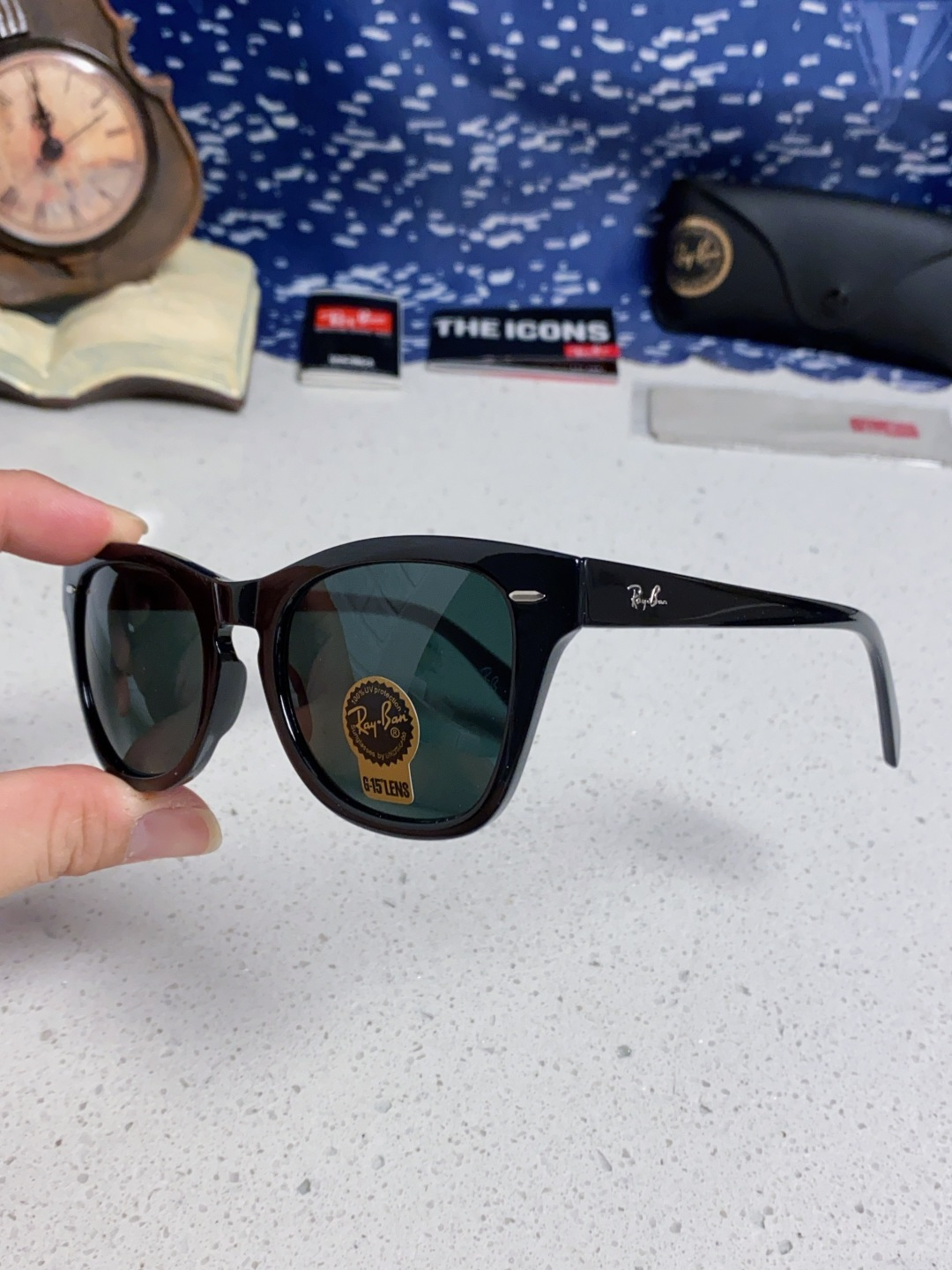  Rayban雷朋 2025新款强化玻璃墨镜男士大框太阳眼镜遮阳防紫外线防风沙骑车蛤蟆镜 RB0707