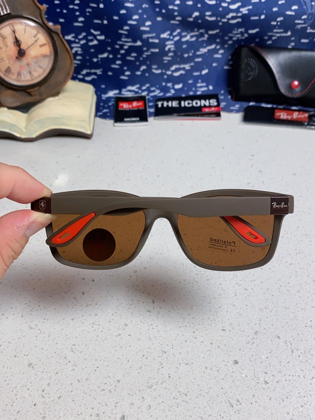 Rayban雷朋法拉利联名 2025新款偏光太阳镜方形框眼镜男女墨镜大框 RB4558