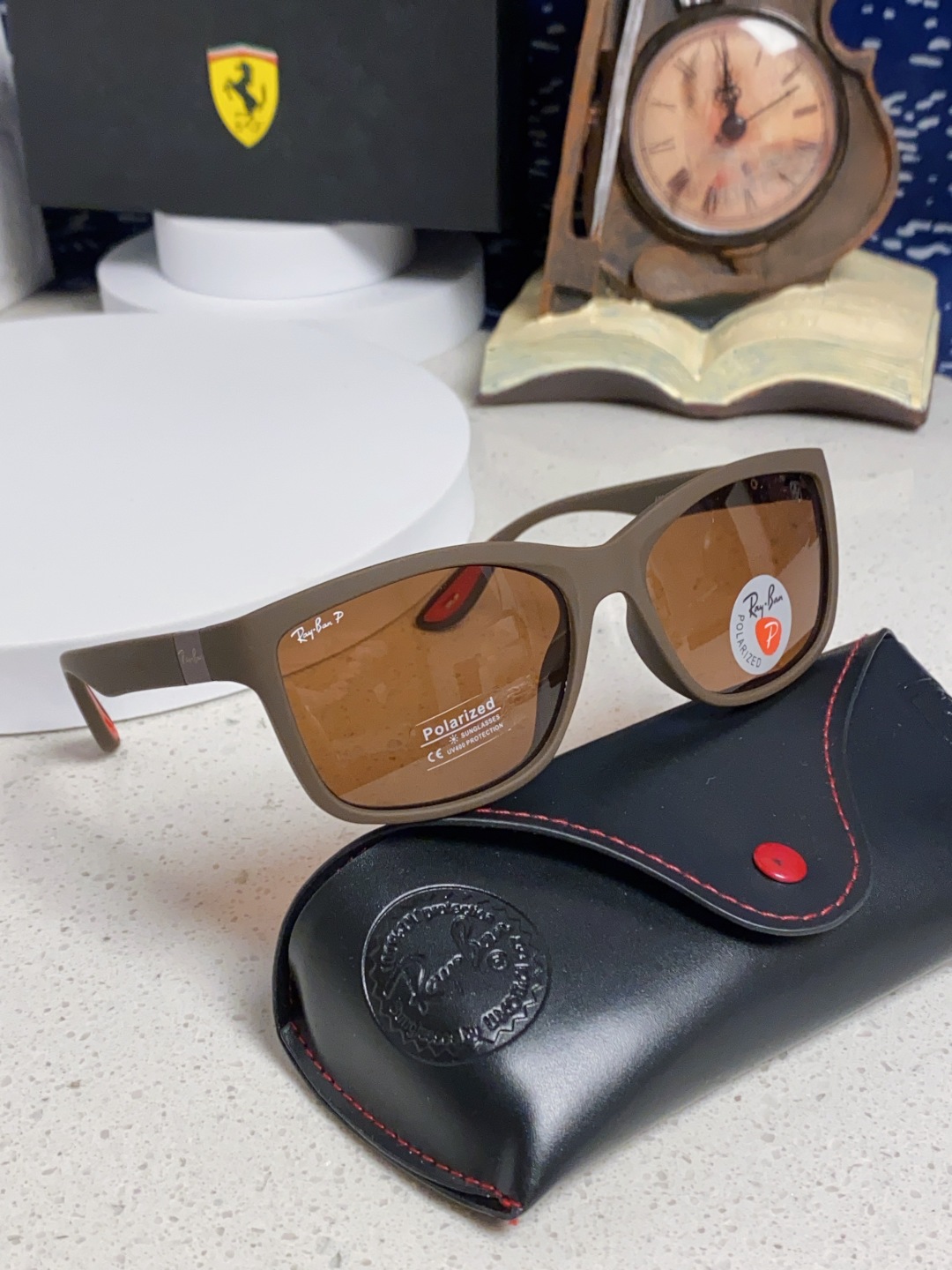 Rayban雷朋法拉利联名 2025新款偏光太阳镜方形框眼镜男女墨镜大框 RB4558