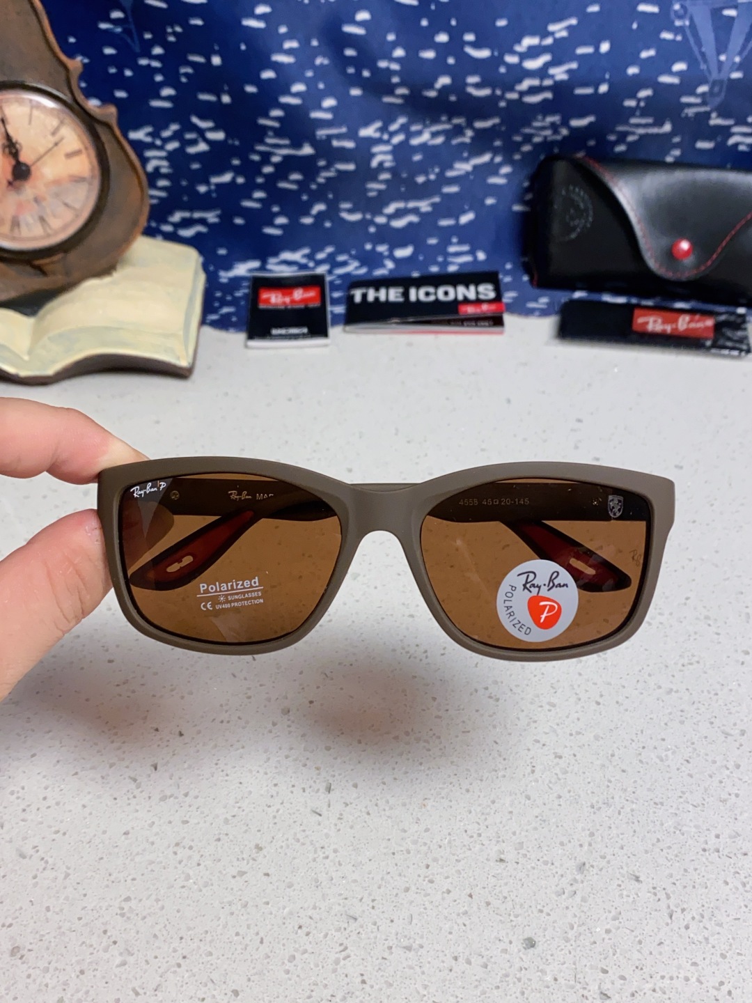 Rayban雷朋法拉利联名 2025新款偏光太阳镜方形框眼镜男女墨镜大框 RB4558