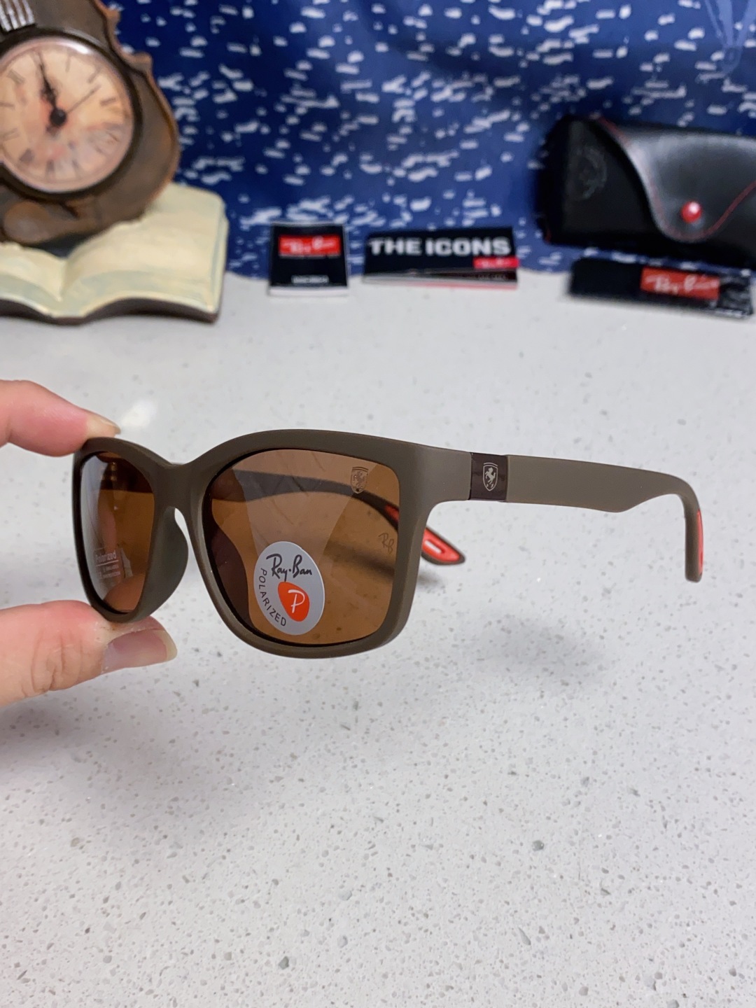 Rayban雷朋法拉利联名 2025新款偏光太阳镜方形框眼镜男女墨镜大框 RB4558